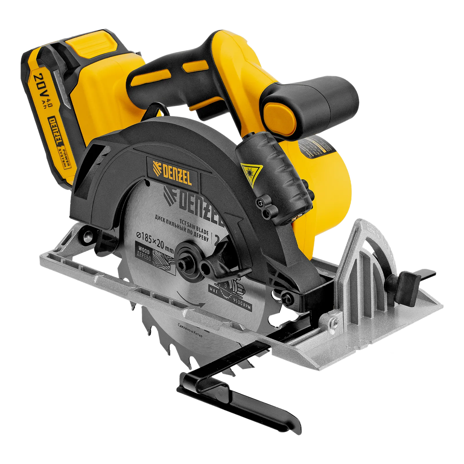 Пила циркулярная аккумуляторная бесщет. DENZEL CCSH-BL-20-185, 185 мм, Li-Ion, 20 В