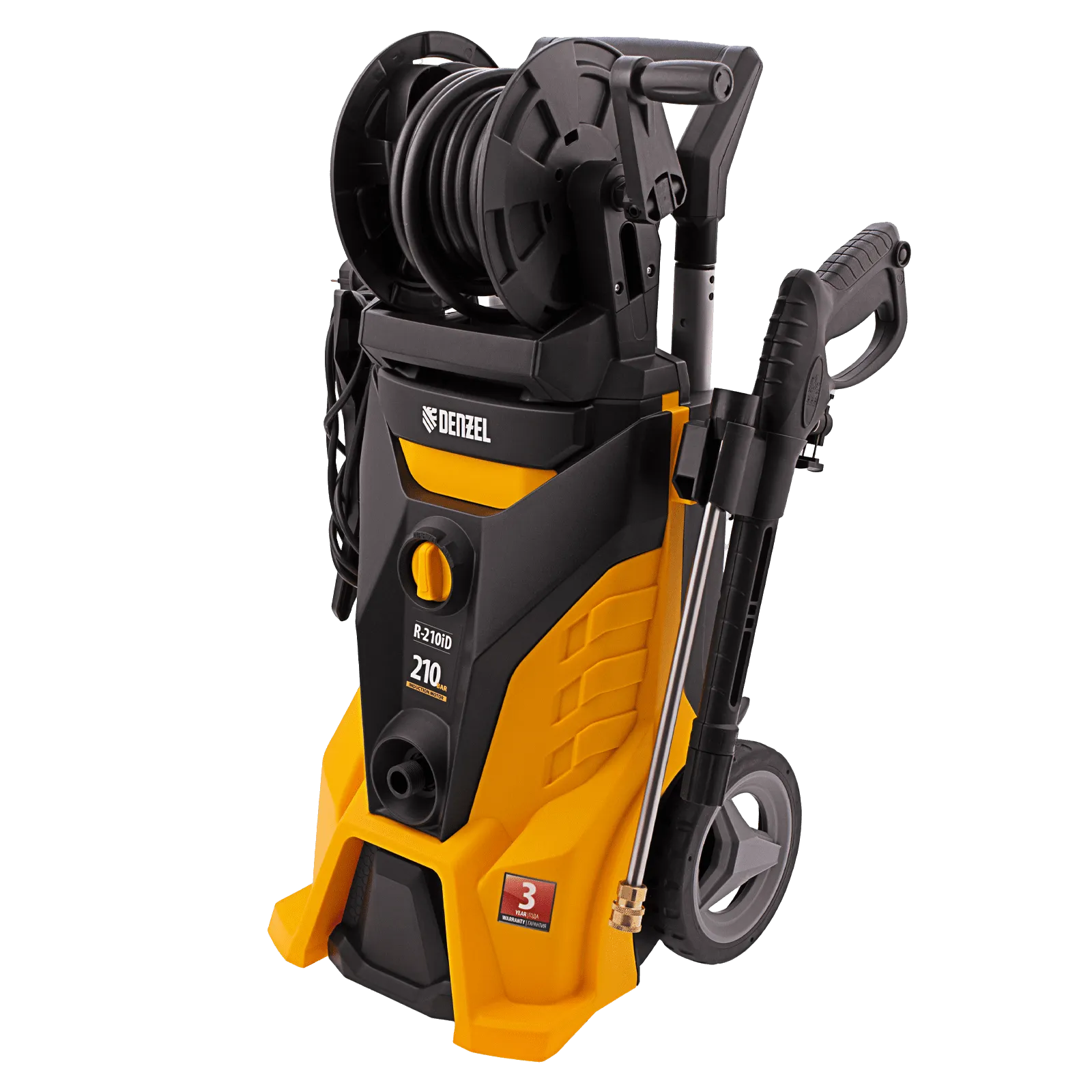 Мойка высокого давления DENZEL R-210iD, 2600 Вт, 210 бар, 8.0 л/мин, с барабаном