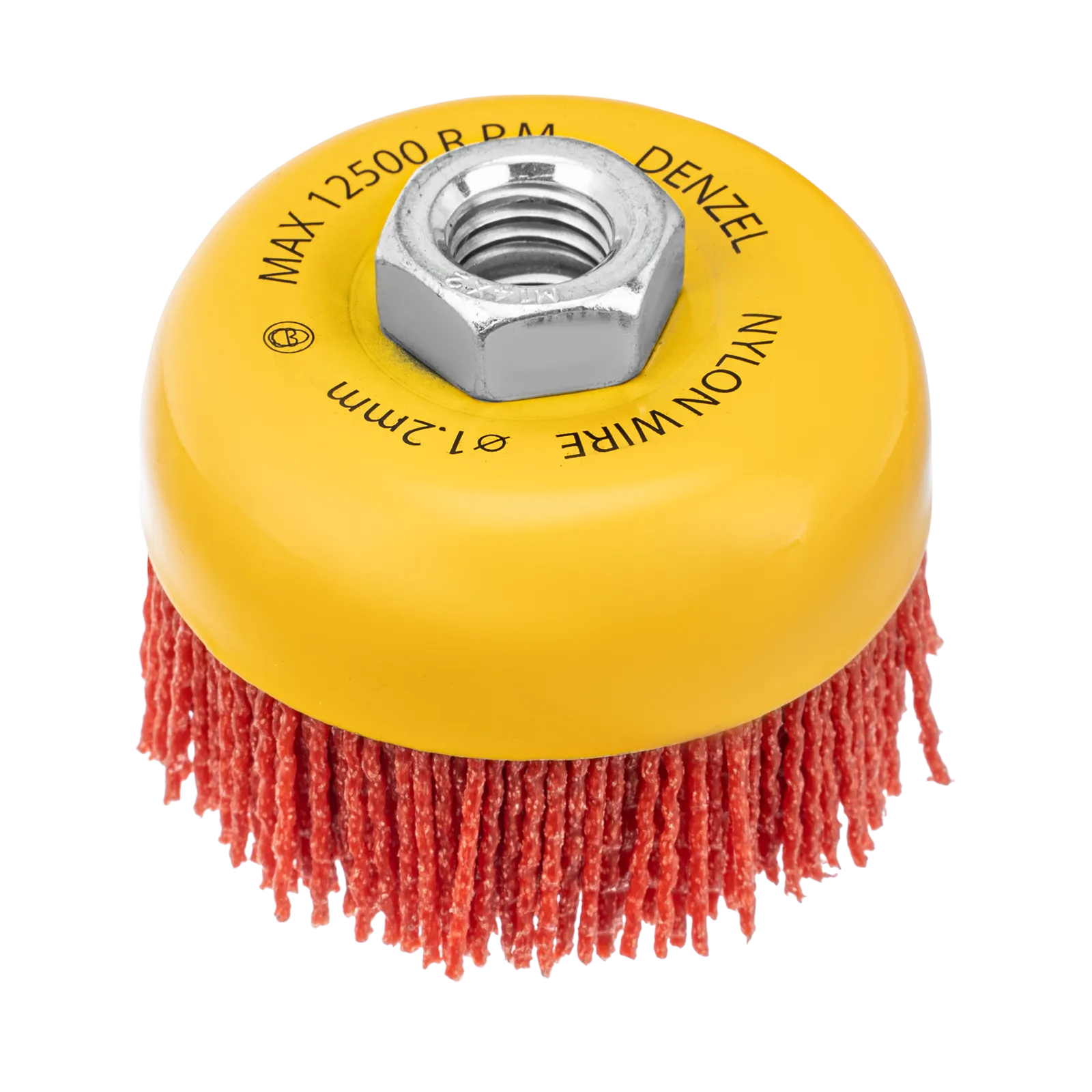 Щетка для УШМ DENZEL, 75 мм, Чашка, нейлоновая щетина, М14