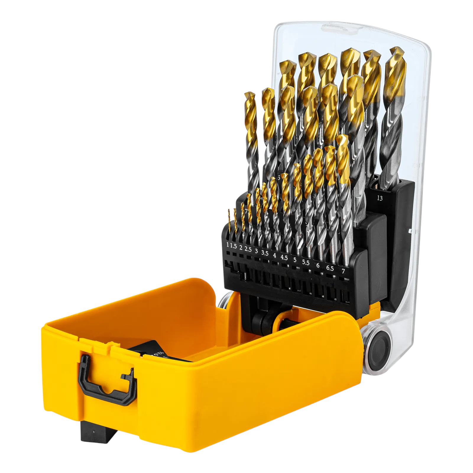 Набор сверл по металлу DENZEL, 1-13 мм, Р6М5-TiN, Golden Tip, 25 шт