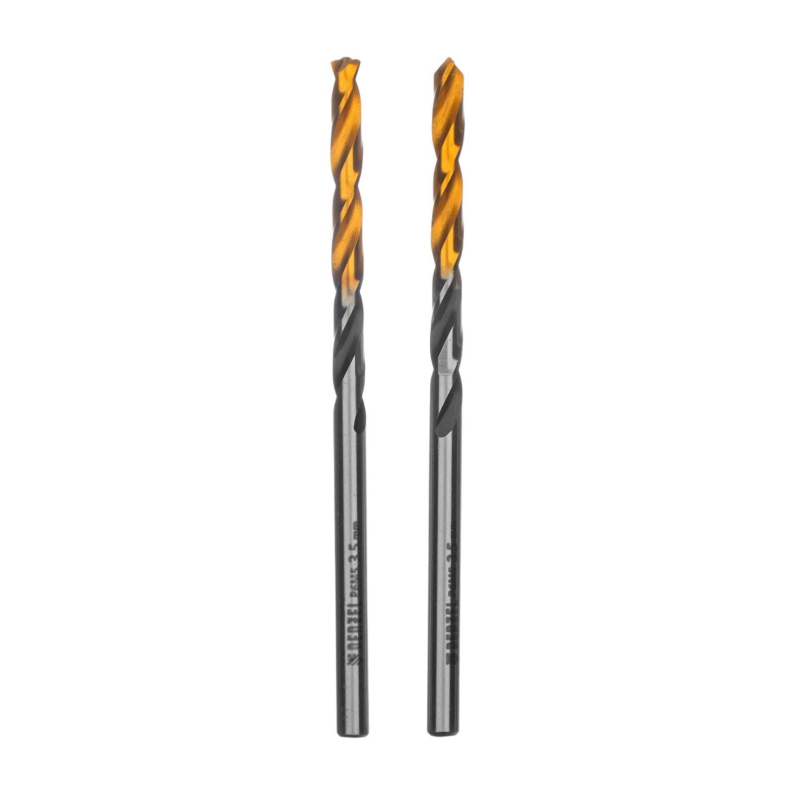 Сверло спиральное по металлу DENZEL 3,5 x 70 мм, Р6М5, Golden Tip, многогранная заточка, 2шт.