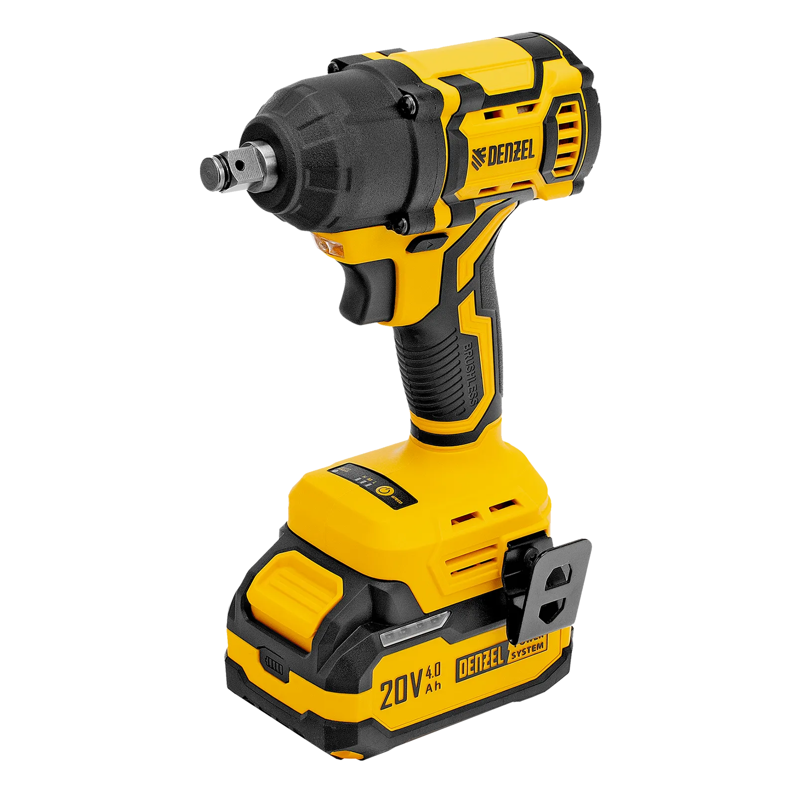 Гайковерт ударный аккумуляторный бесщет. DENZEL CIWH-BL-20-500, Li-Ion, 20 В