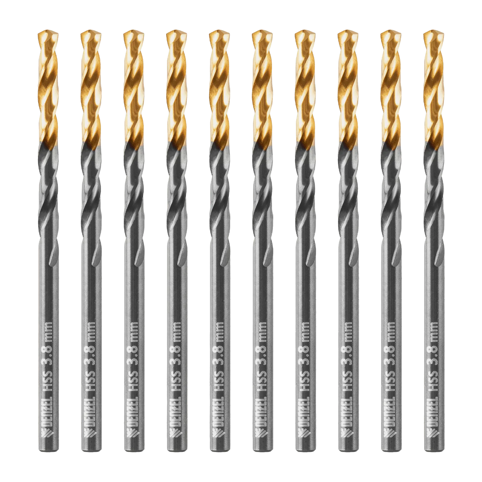 Сверло по металлу DENZEL 3,8 мм, HSS-Tin, Golden Tip, 10 шт.
