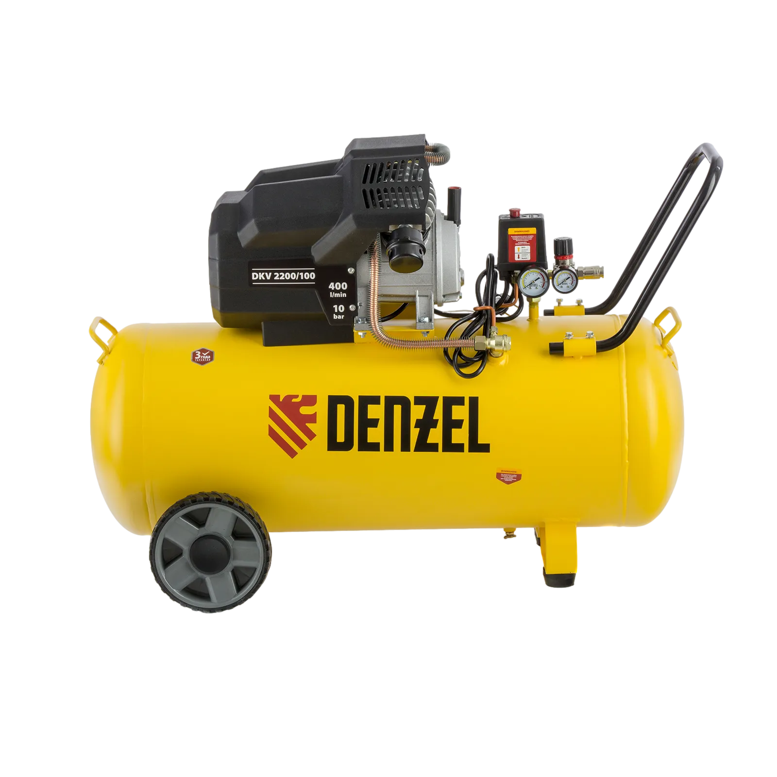 Компрессор воздушный DENZEL X-PRO DKV2200/100, 2.2 кВт, 400 л/мин, 100 л