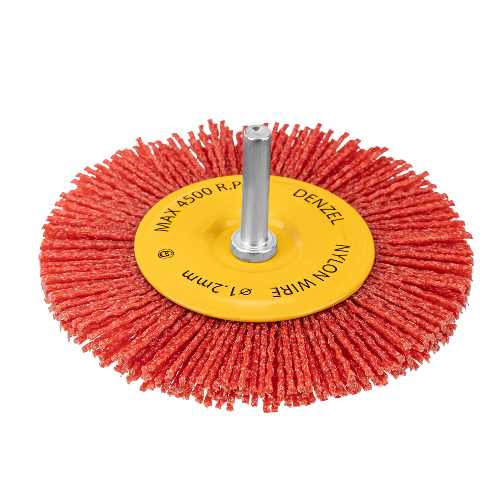 Щетка для дрели DENZEL, 100 мм, Плоская, со шпилькой, нейлоновая щетина
