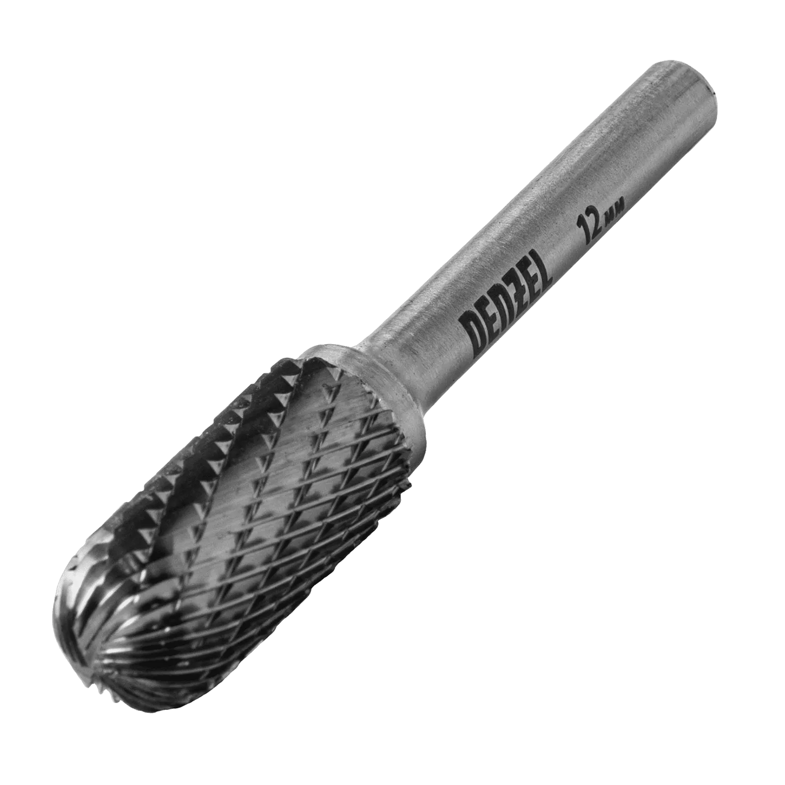 Борфреза по металлу DENZEL твердосплавная, цилиндрическая закругленная, тип-С, 12 мм