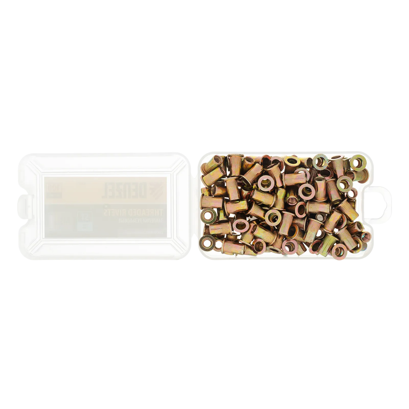 Заклепки резьбовые DENZEL стальные, оцинкованные, М5, пластиковый кейс, 100 шт.