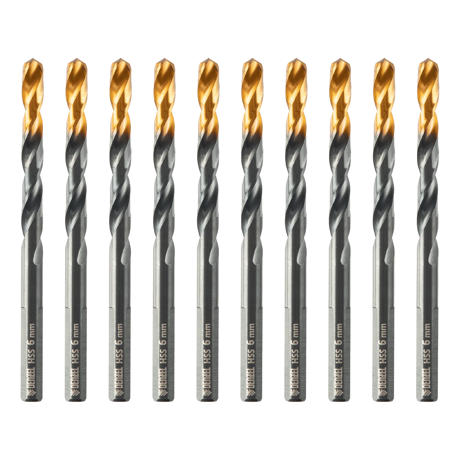 Сверло по металлу DENZEL 6 мм, HSS-Tin, Golden Tip, 10 шт.
