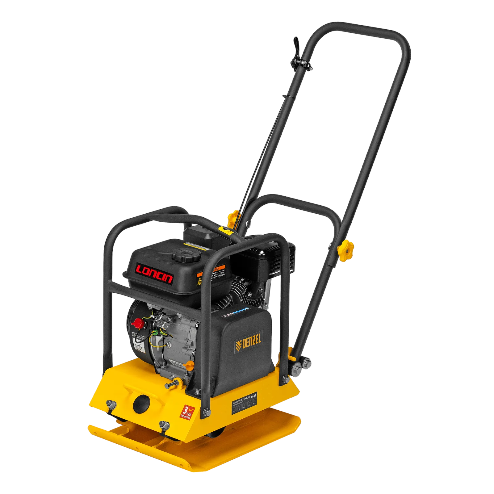 Виброплита бензиновая DENZEL VC-12, 12 кН, 45*35 см, 196 см3