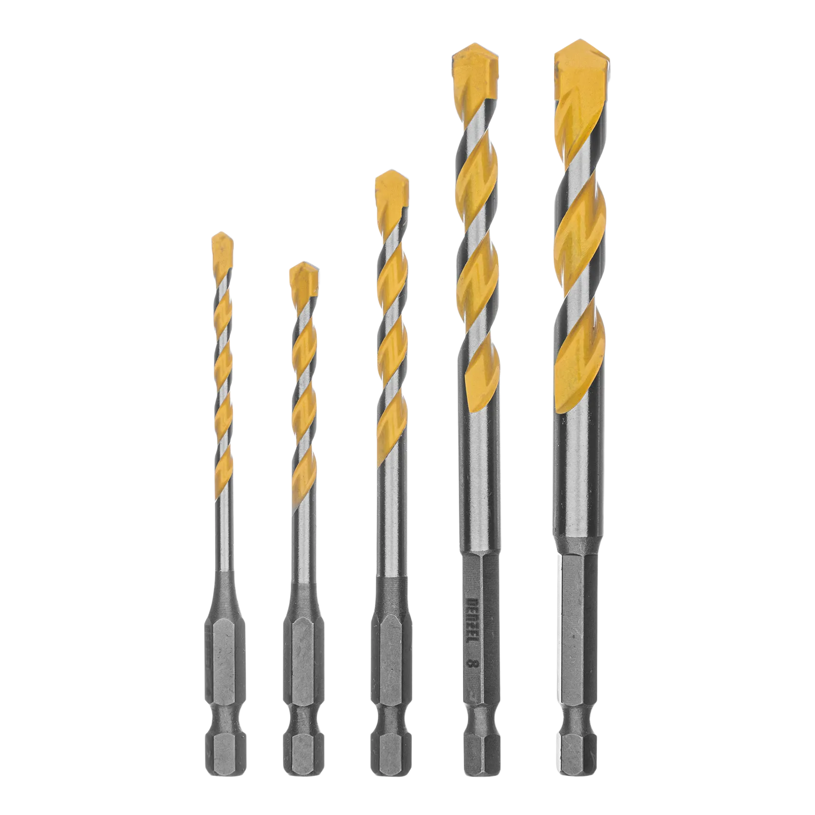 Набор сверл универсальных DENZEL, Multi cut, 4-10 мм, 5 шт.