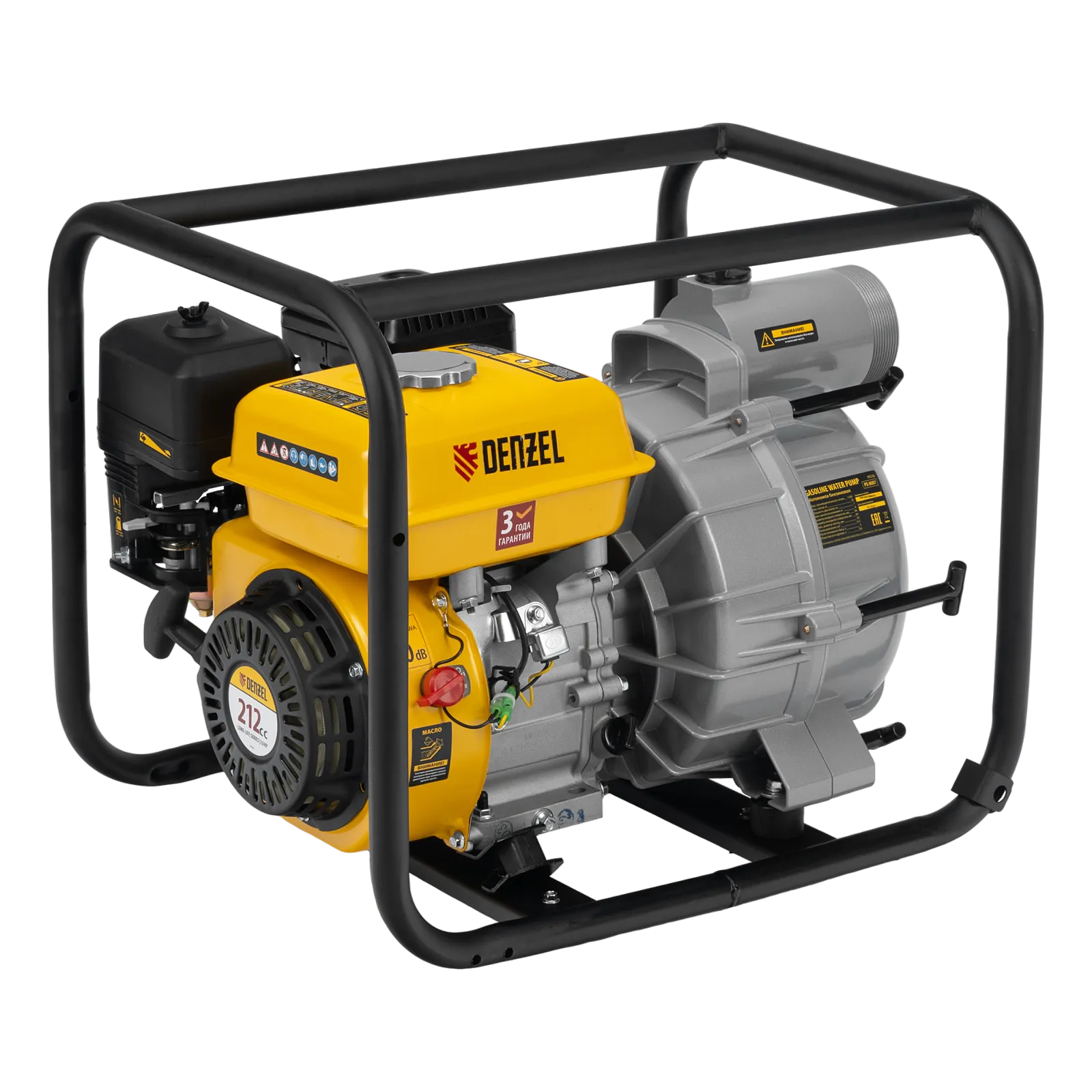 Мотопомпа бензиновая для грязной воды DENZEL PX-80D7, 7 л.с., 3", 1300 л/мин, глуб 8 м,напор 30 м