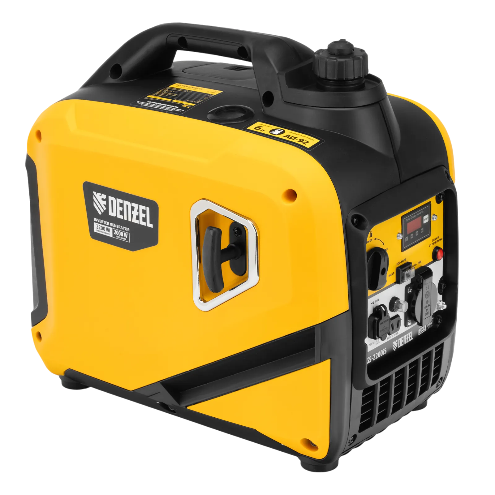 Генератор инверторный DENZEL GS-2200iS, 2,2 кВт, 230 В, закрытый корпус, ручной старт