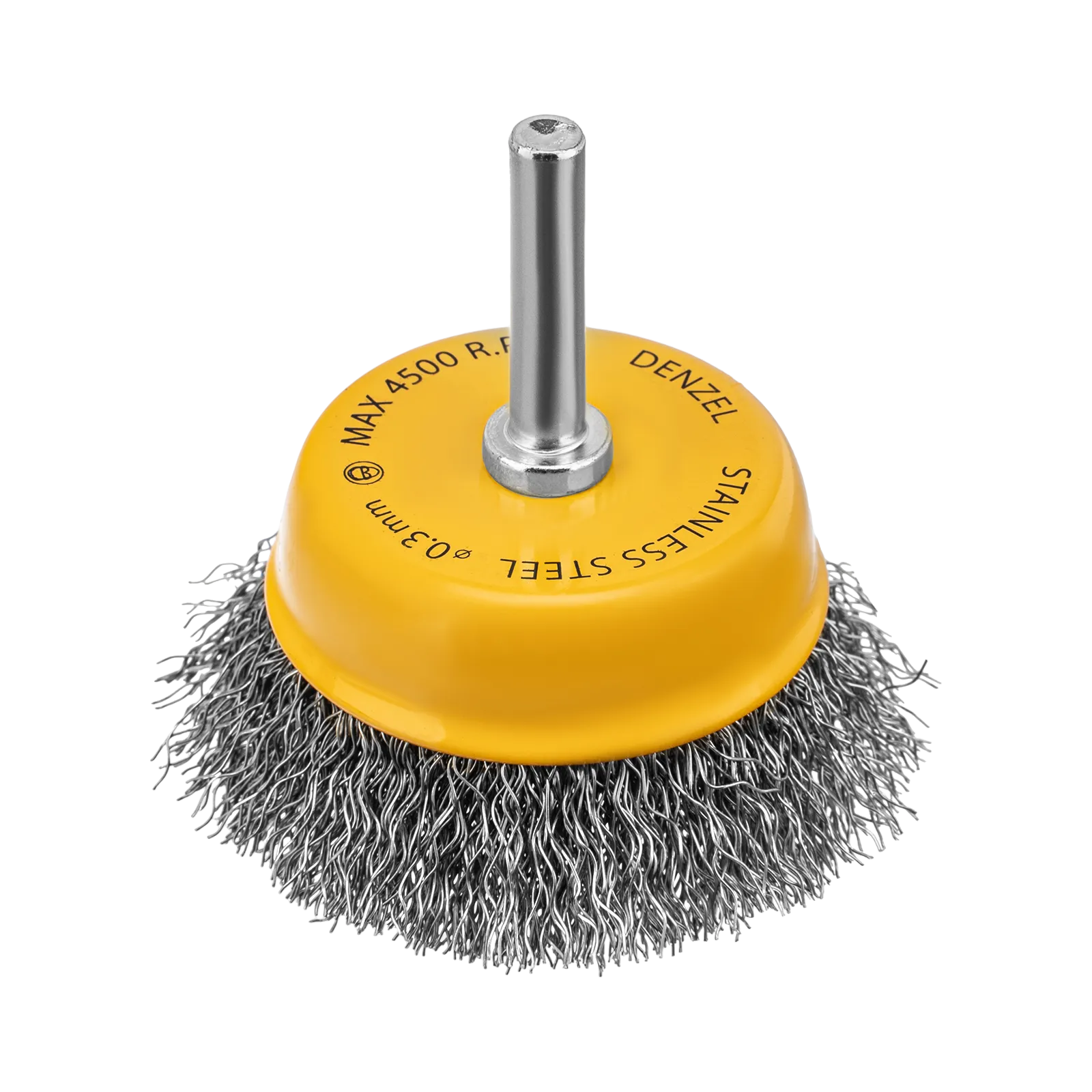 Щетка для УШМ DENZEL, 125 мм, Плоская, нейлоновая щетина, посадка 22,2 мм