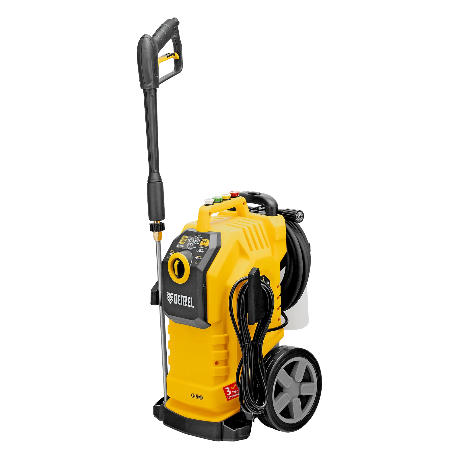 Моечная машина высокого давления DENZEL K 90 Power, 3100 Вт, 220 бар, 600 л/ч, асинх. двигатель