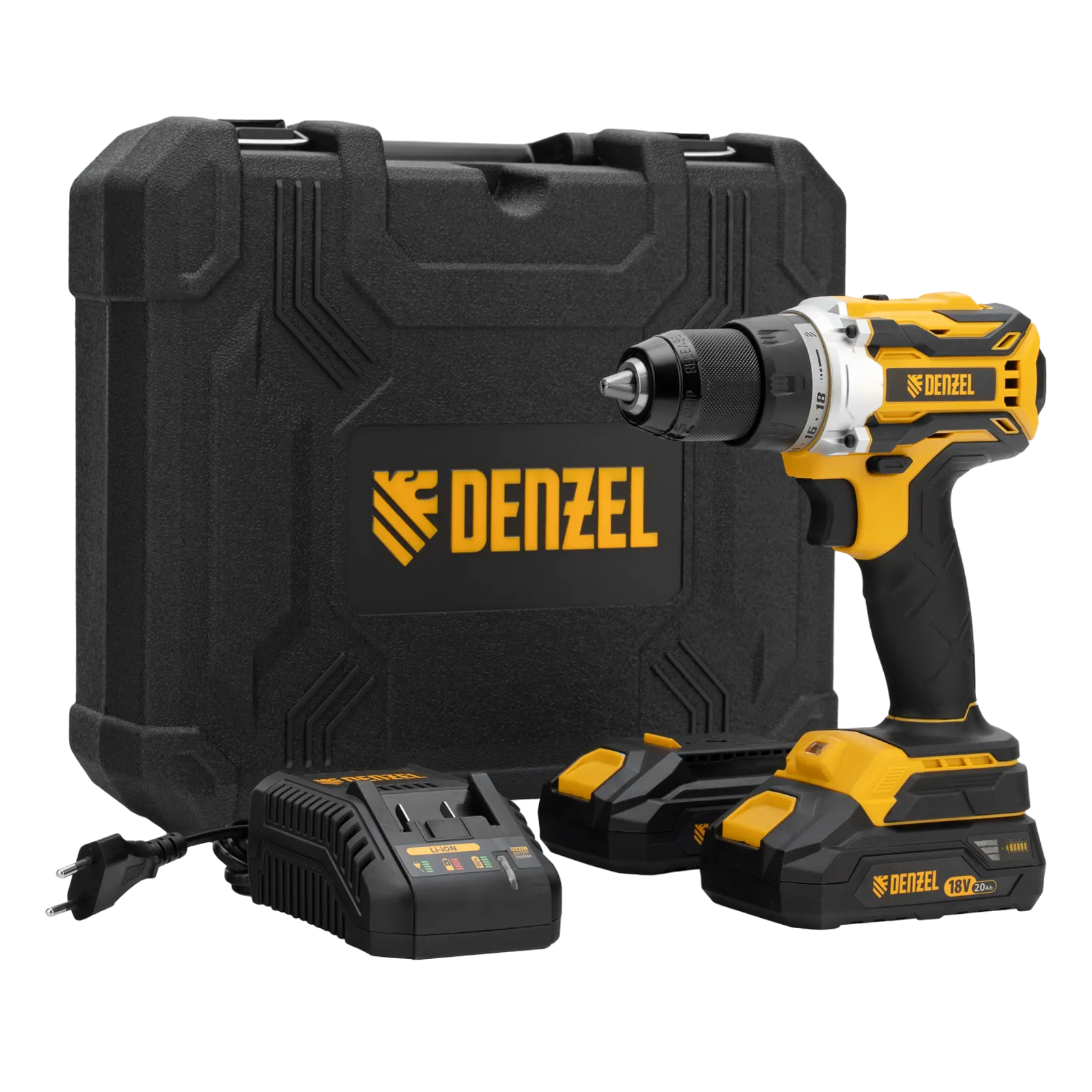 Дрель-шуруповерт аккумуляторная, бесщет. DENZEL BLDL-18-02 Li-Ion, 18 В