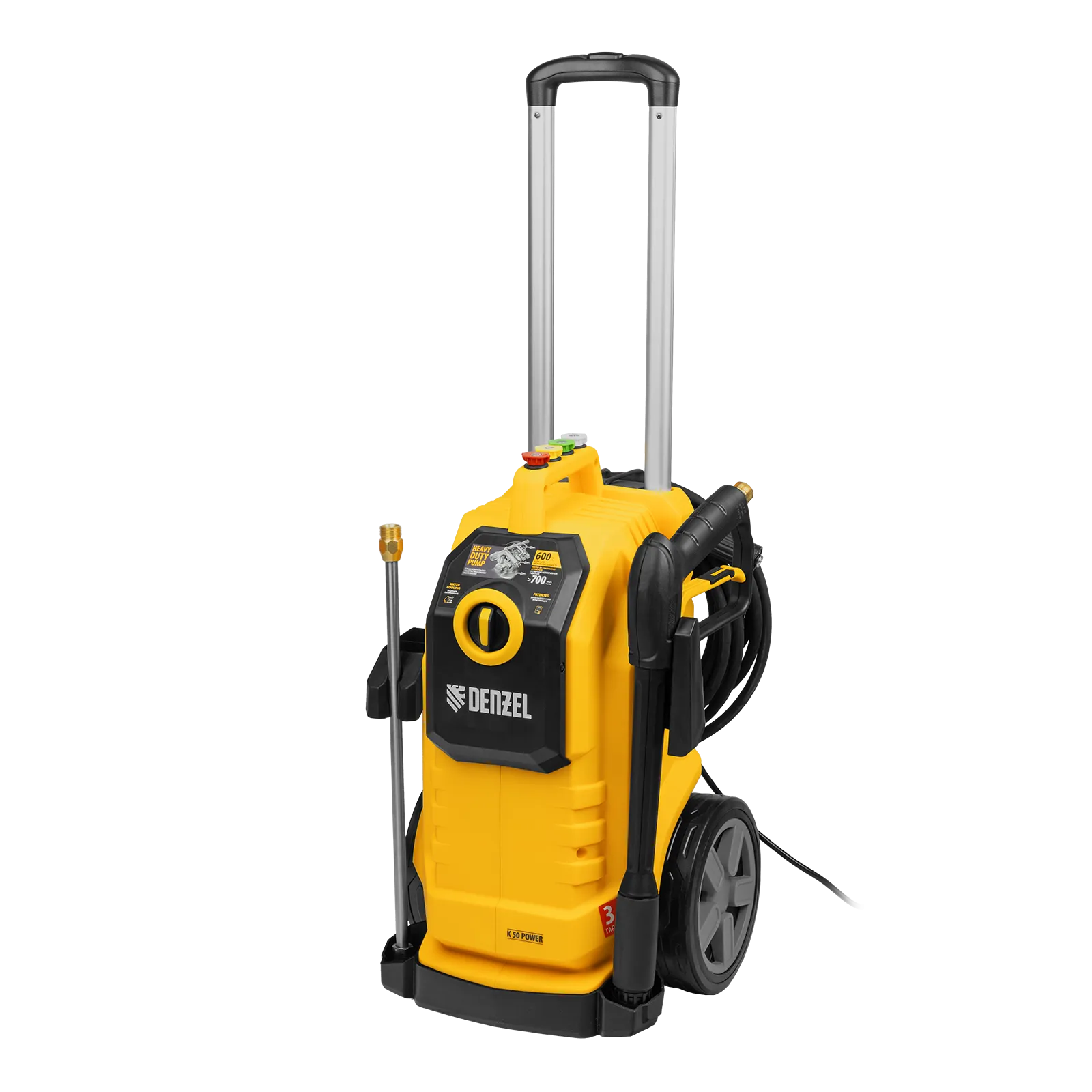 Моечная машина высокого давления DENZEL K 50 Power, 2100 Вт, 150 бар, 600 л/ч, асинхронный двигатель