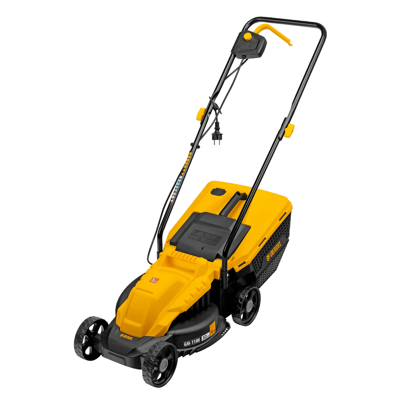 Газонокосилка электрическая DENZEL GM-1100, 1100 Вт, шир. 32 см, 3 уров., травосб. 30 л