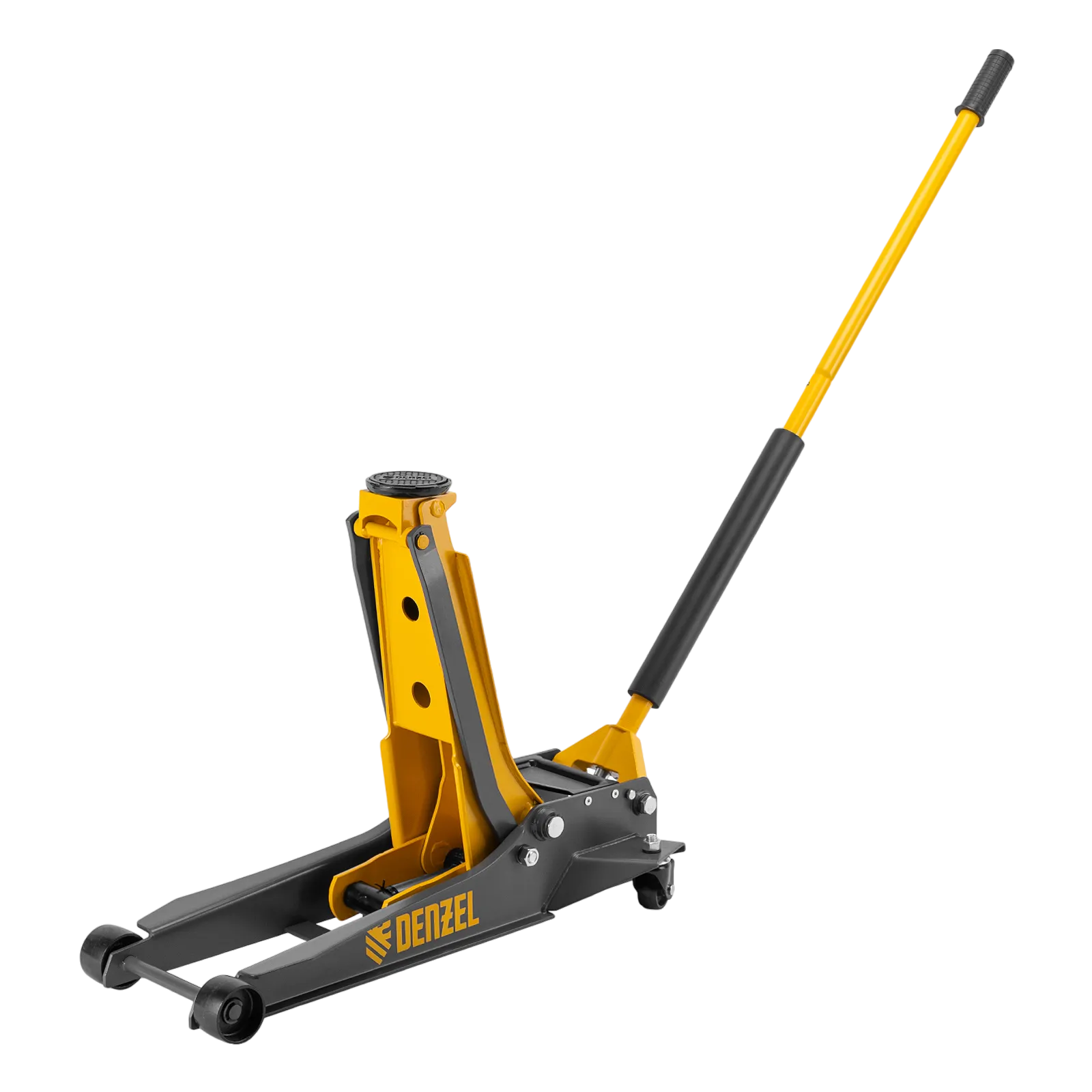 Домкрат гидравлический подкатной DENZEL 3 т, 85-610 мм, быстрый подъем, низ. подхват, проф, SUV