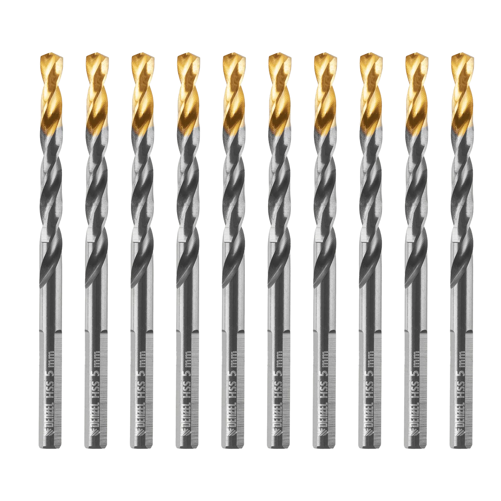 Сверло по металлу DENZEL 5 мм, HSS-Tin, Golden Tip, 10 шт.