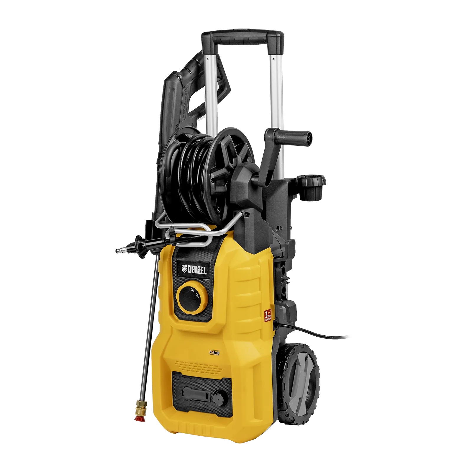 Моечная машина высокого давления DENZEL R-180iD, 2000 Вт, 180 бар, 420 л/ч, асинхронный двигатель, с барабаном