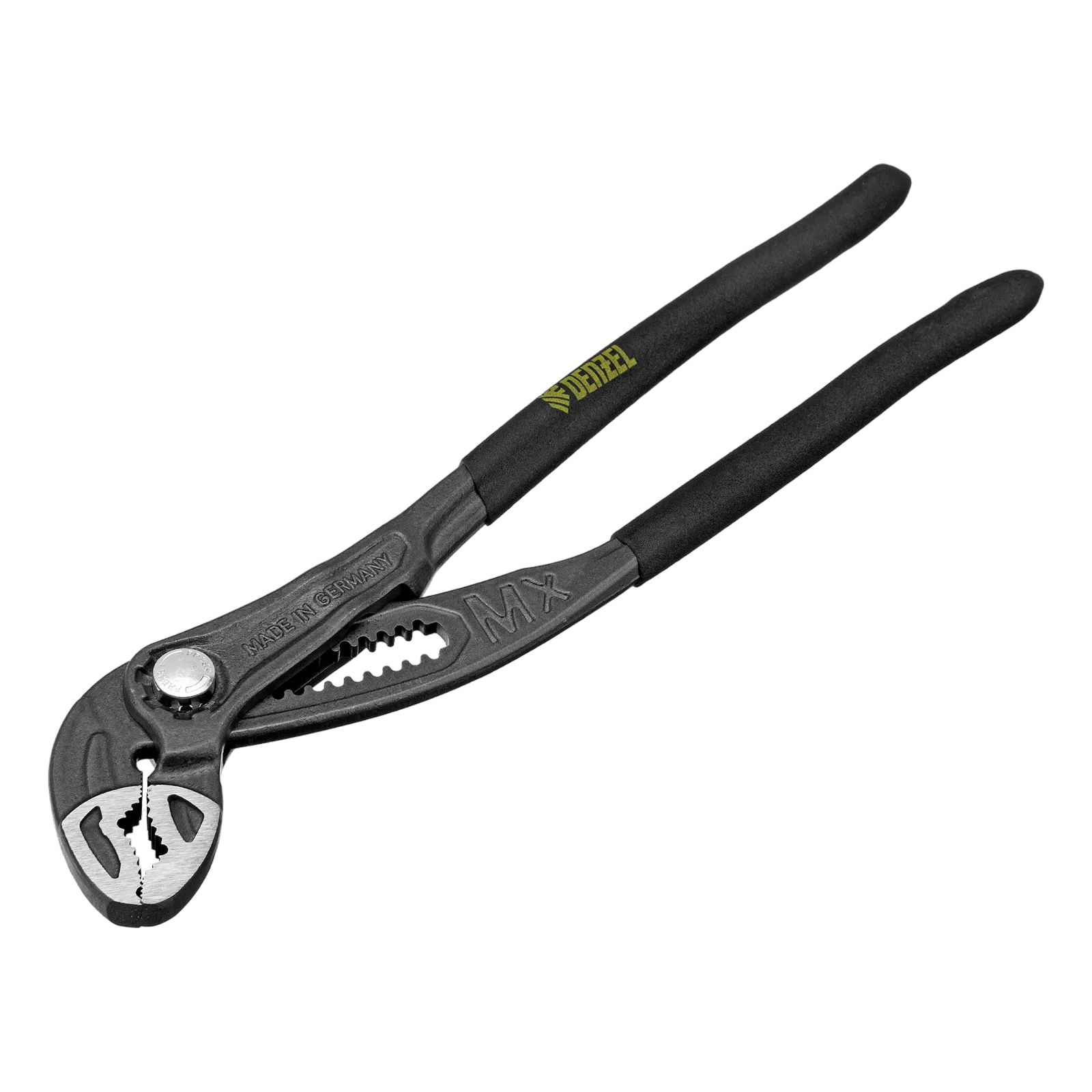 Клещи переставные DENZEL кнопочный механизм, обливные рукоятки, 250 мм