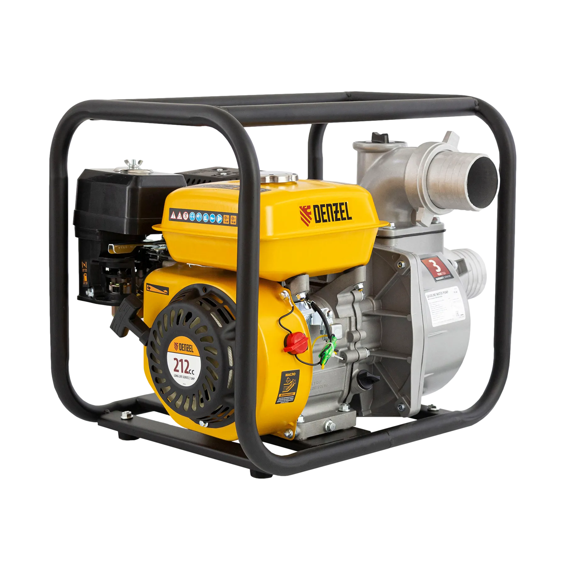 Мотопомпа бензиновая DENZEL PX-80, 7 л.с, 3, 1000 л/мин, глубина 8 м, напор 30 м
