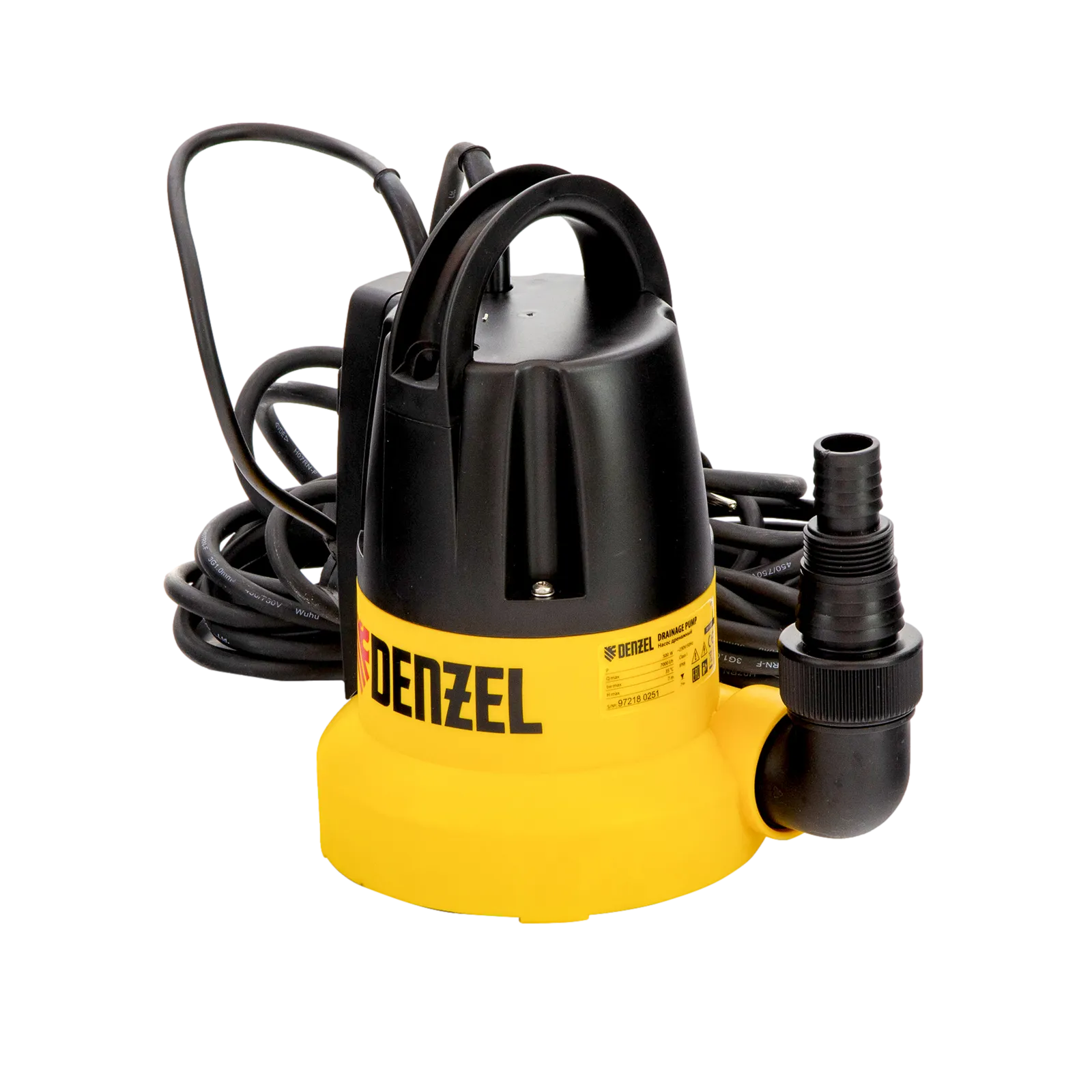 Дренажный насос DENZEL DP500E, 500 Вт, высота подъема 7 м, 7000 л/ч