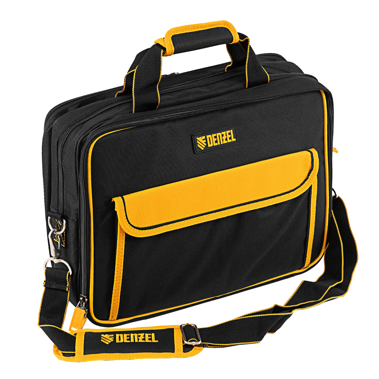 Сумка для инструмента DENZEL 400х170х300 мм, 3 отделения, 28 карманов, наплечный ремень