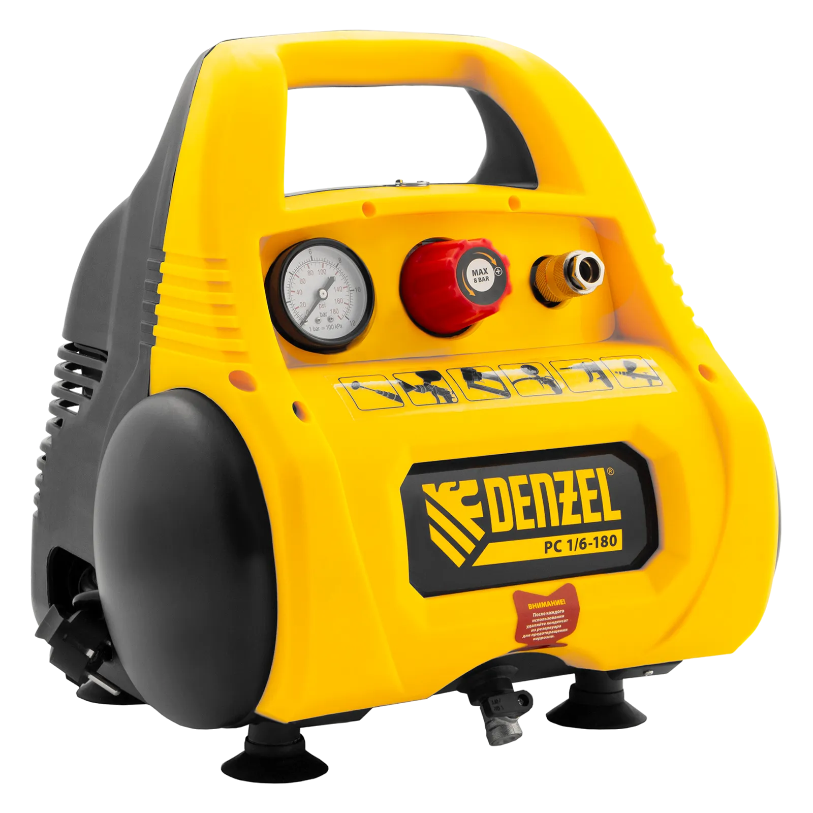 Компрессор воздушный DENZEL РС 1/6-180, 1.1 кВт, 180 л/мин, 6 л