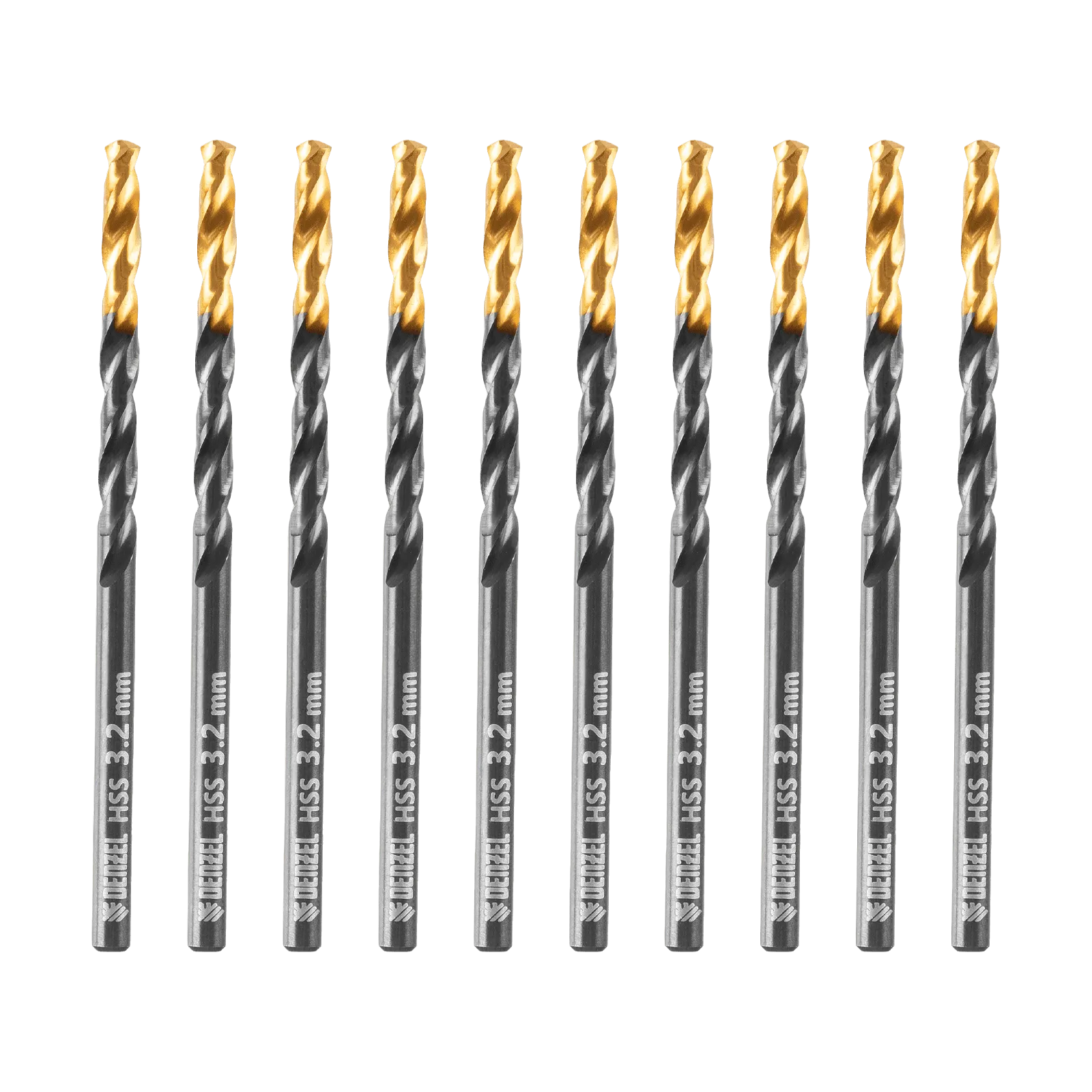 Сверло по металлу DENZEL 3,2 мм, HSS-Tin, Golden Tip, 10 шт.
