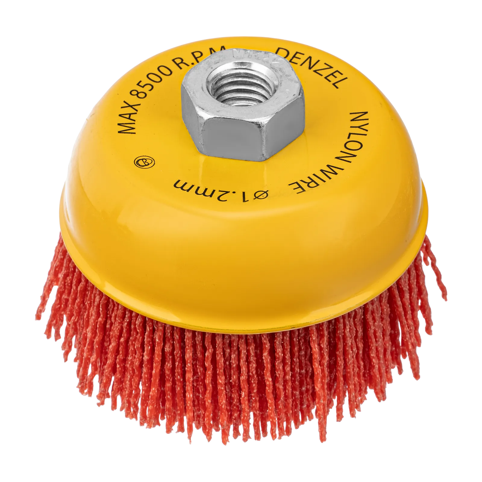 Щетка для УШМ DENZEL, 100 мм, Чашка, нейлоновая щетина, М14