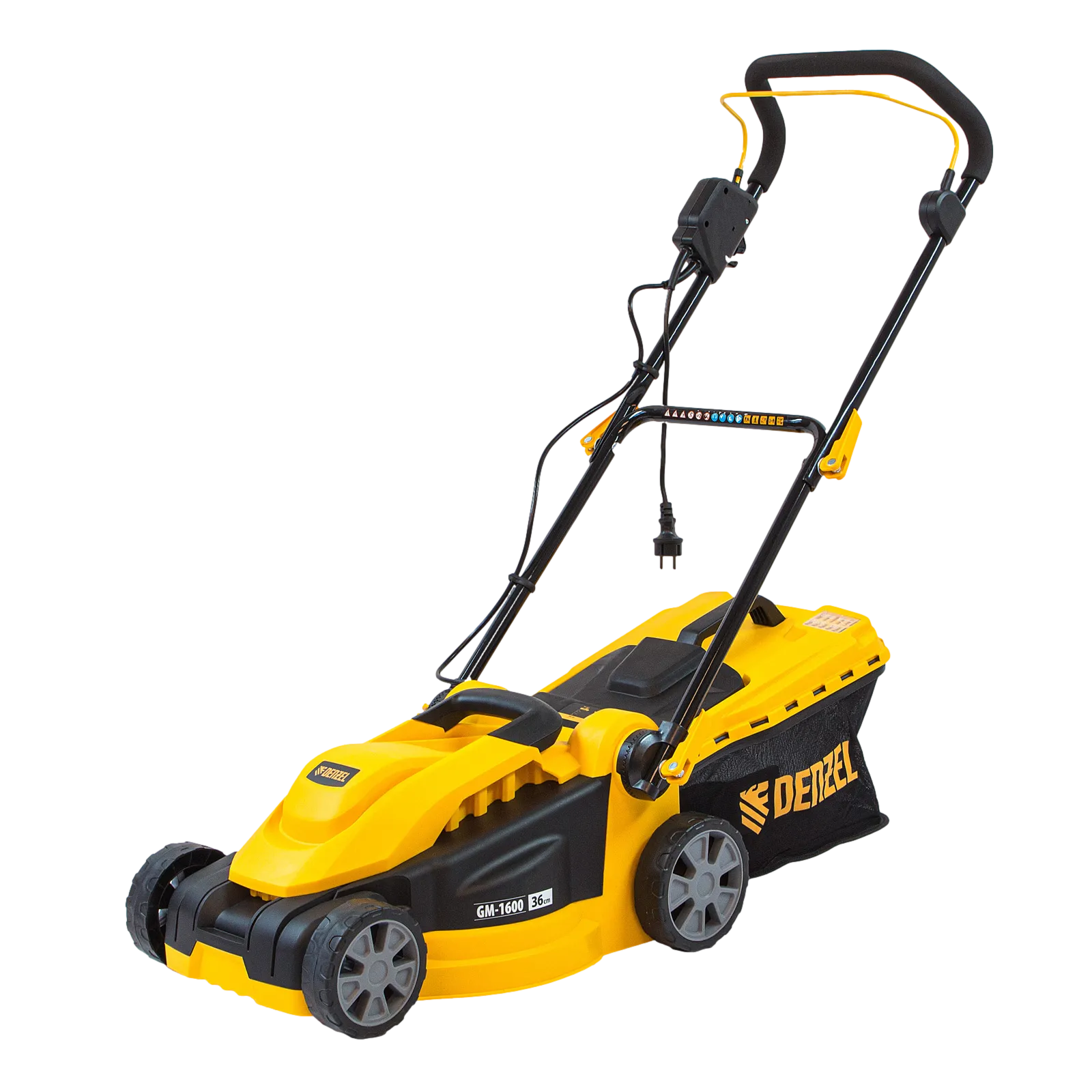 Газонокосилка электрическая DENZEL GM-1600, 1600 Вт, ширина 36 см, 3 уровня, 35 л