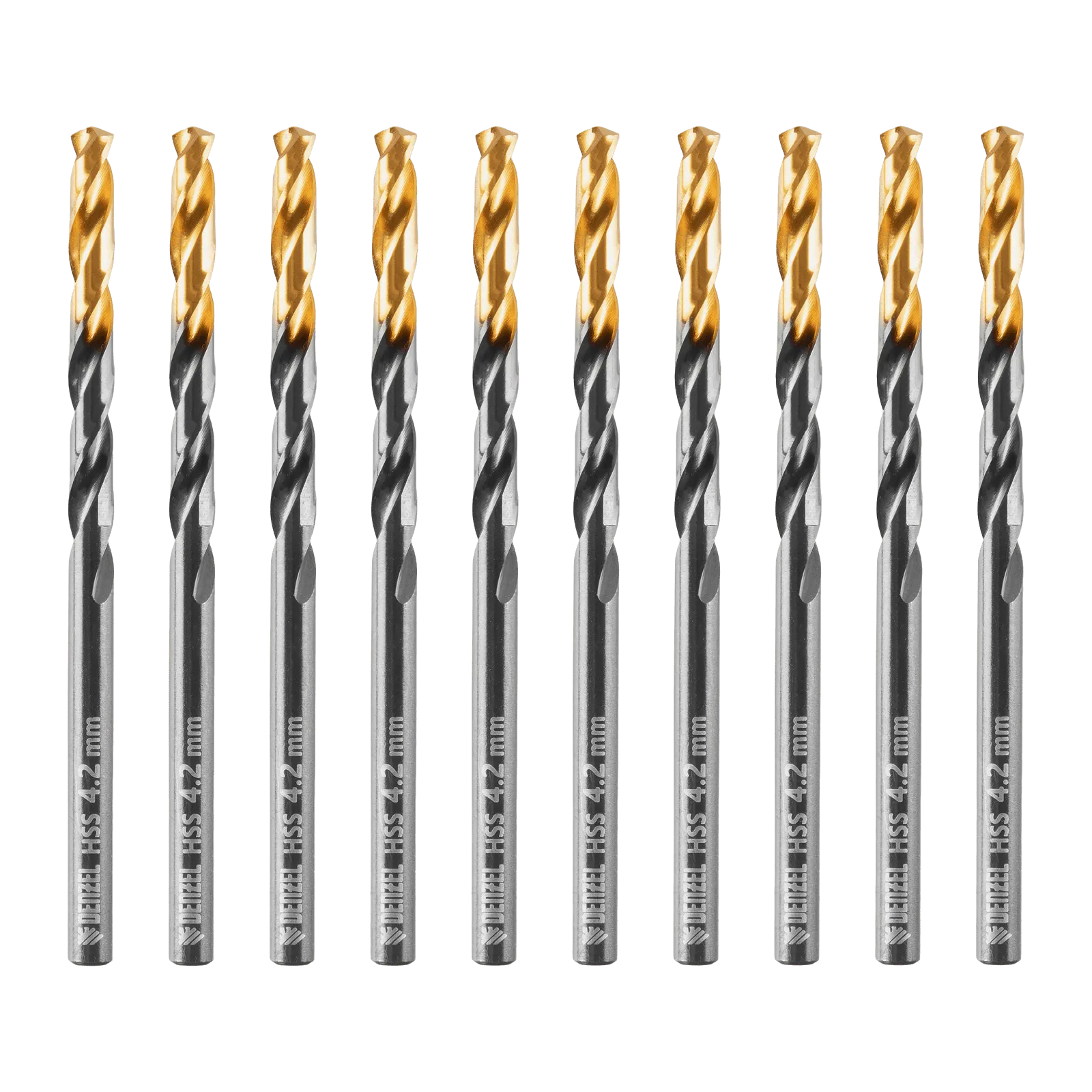 Сверло по металлу DENZEL 4,2 мм, HSS-Tin, Golden Tip, 10 шт.