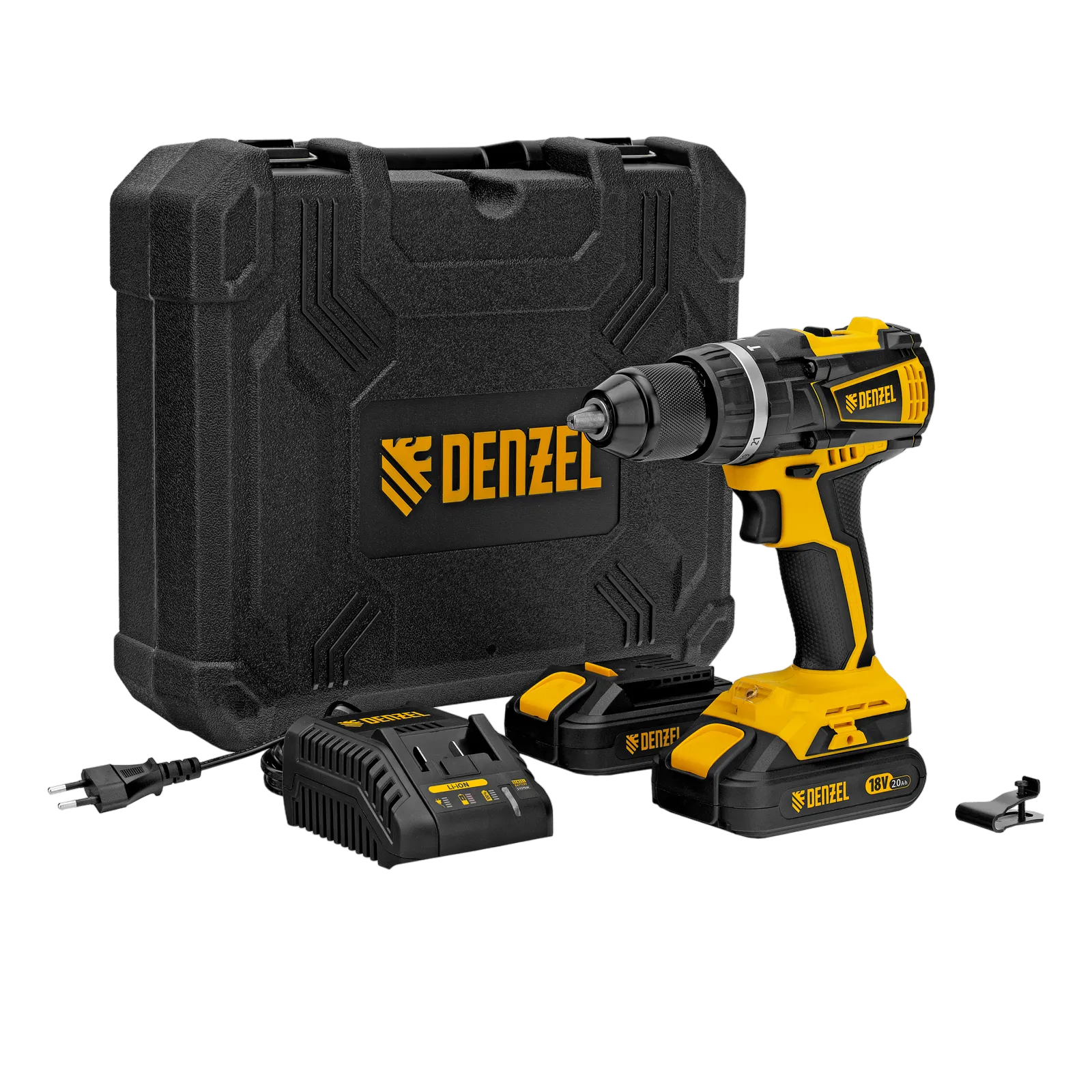 Дрель-шуруповерт аккумуляторная ударная бесщет DENZEL CIDB-IB-18-02, Li-Ion, 18 В, 2 акк.