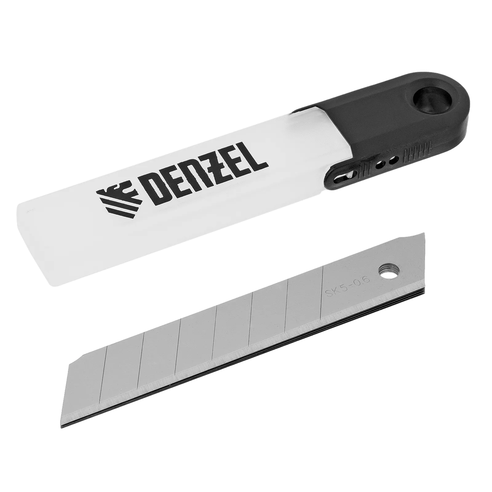 Лезвия DENZEL 18 мм, сталь SK5 - 0,6 мм, усиленные, 5 штук