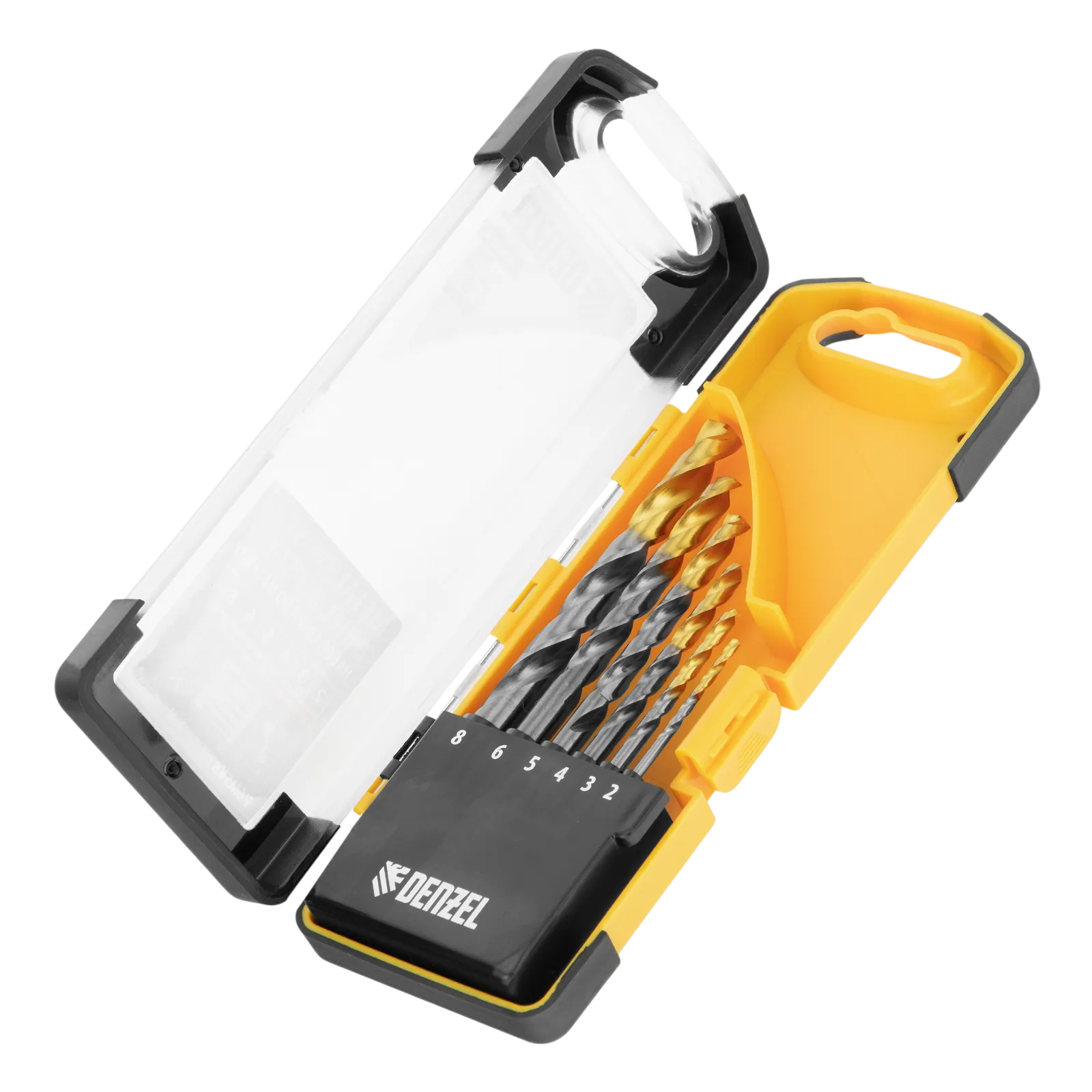 Набор сверл по металлу DENZEL, 2-8мм, Р6М5К8-TiN, Golden Tip, 6 шт