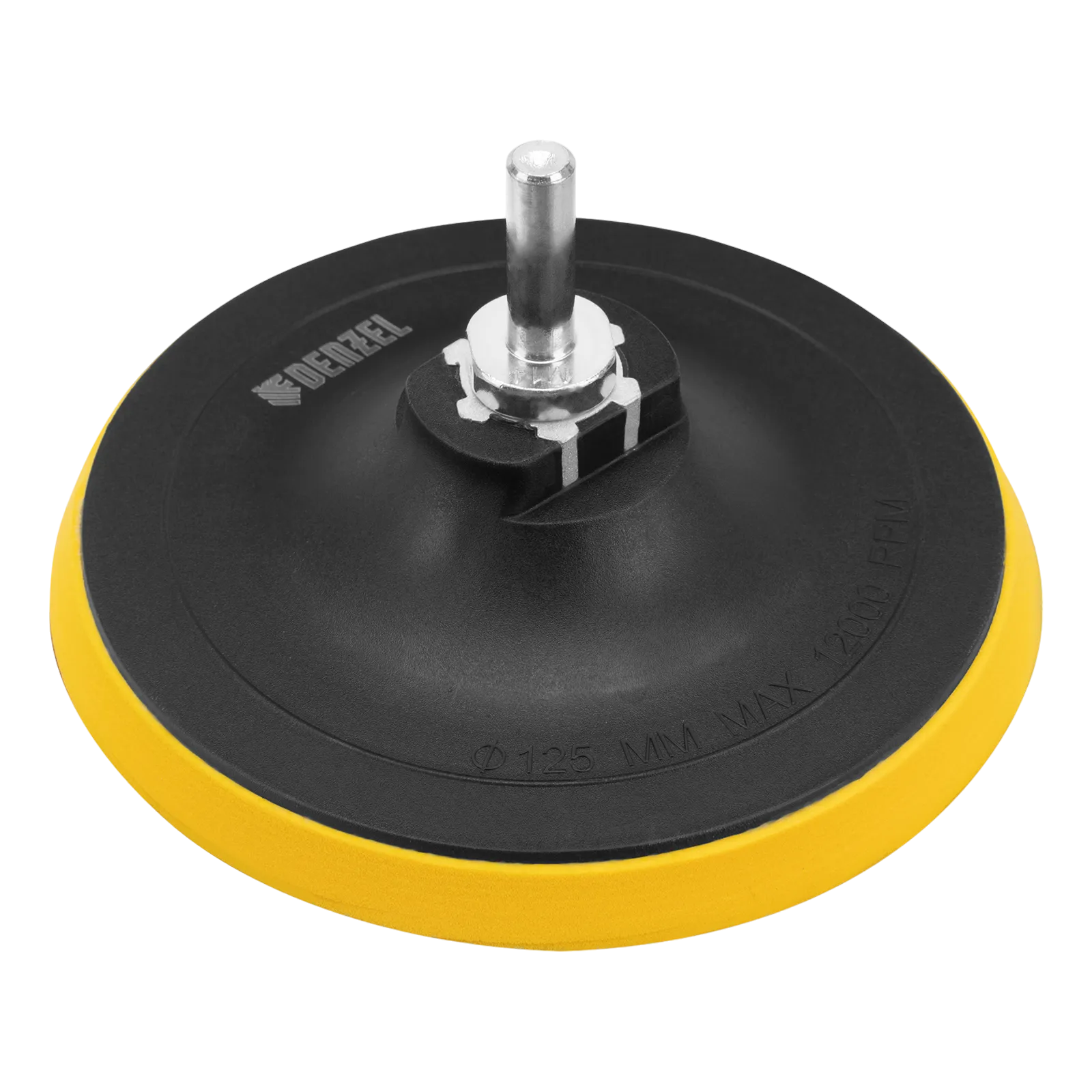 Тарелка опорная для дрели и УШМ DENZEL с липучкой, 125 мм, стандартная, с адаптером c М14 на d8
