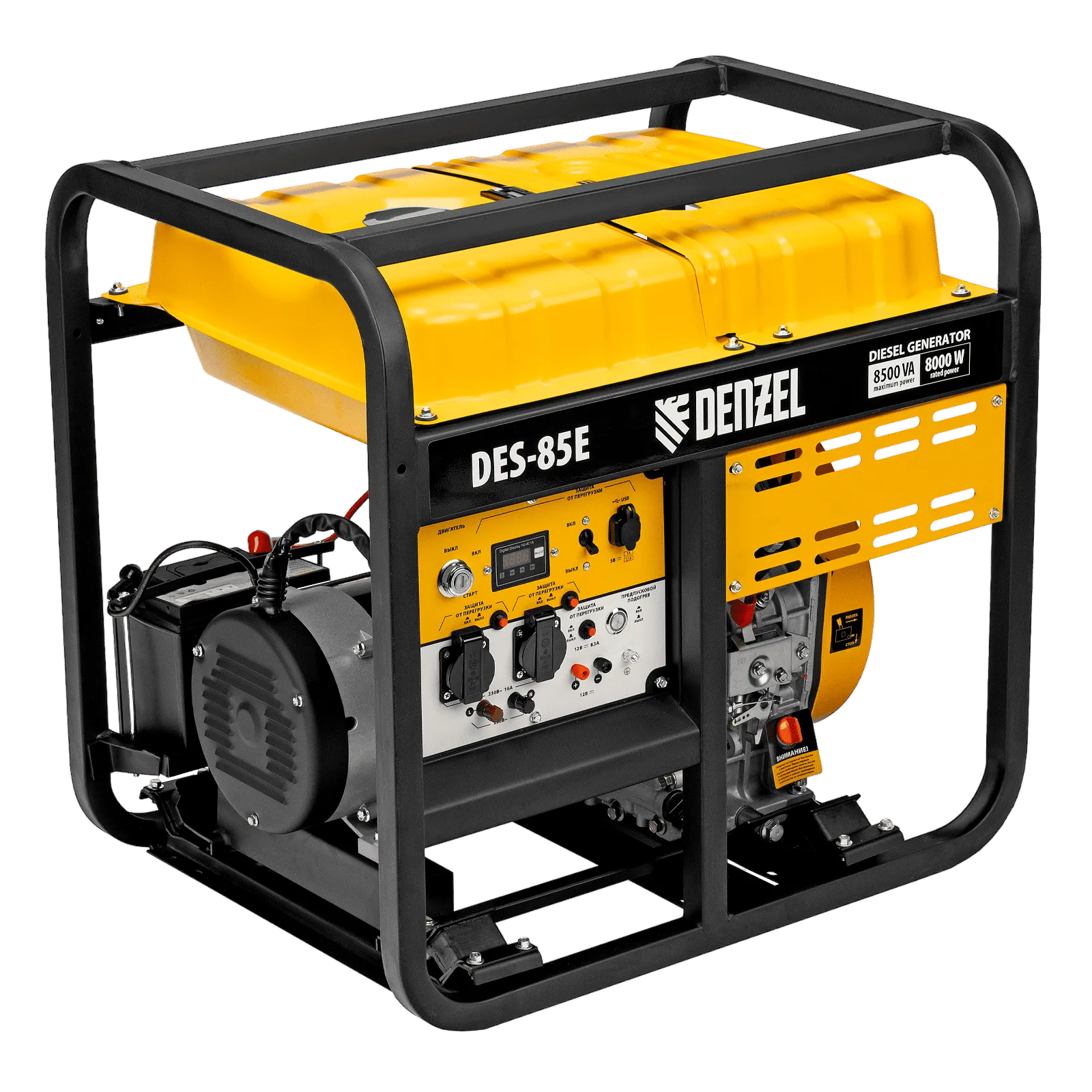 Генератор дизельный DENZEL DES-85E, 8,5 кВт, 230 В, 16 л, электростартер