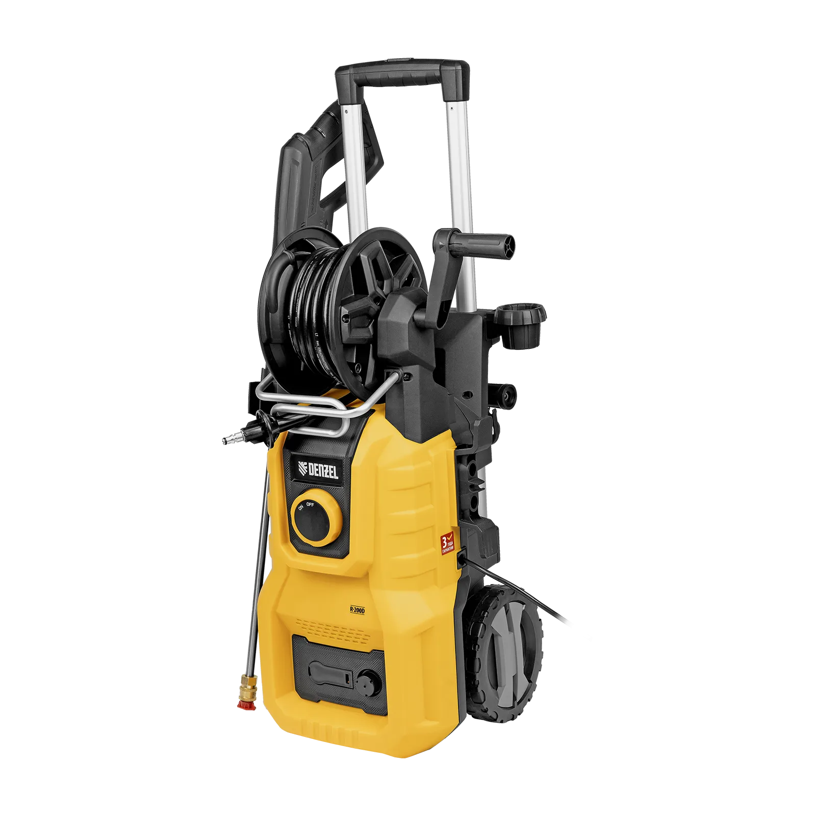 Моечная машина высокого давления DENZEL R-200D, 2400 Вт, 200 бар, 420 л/ч, с барабаном