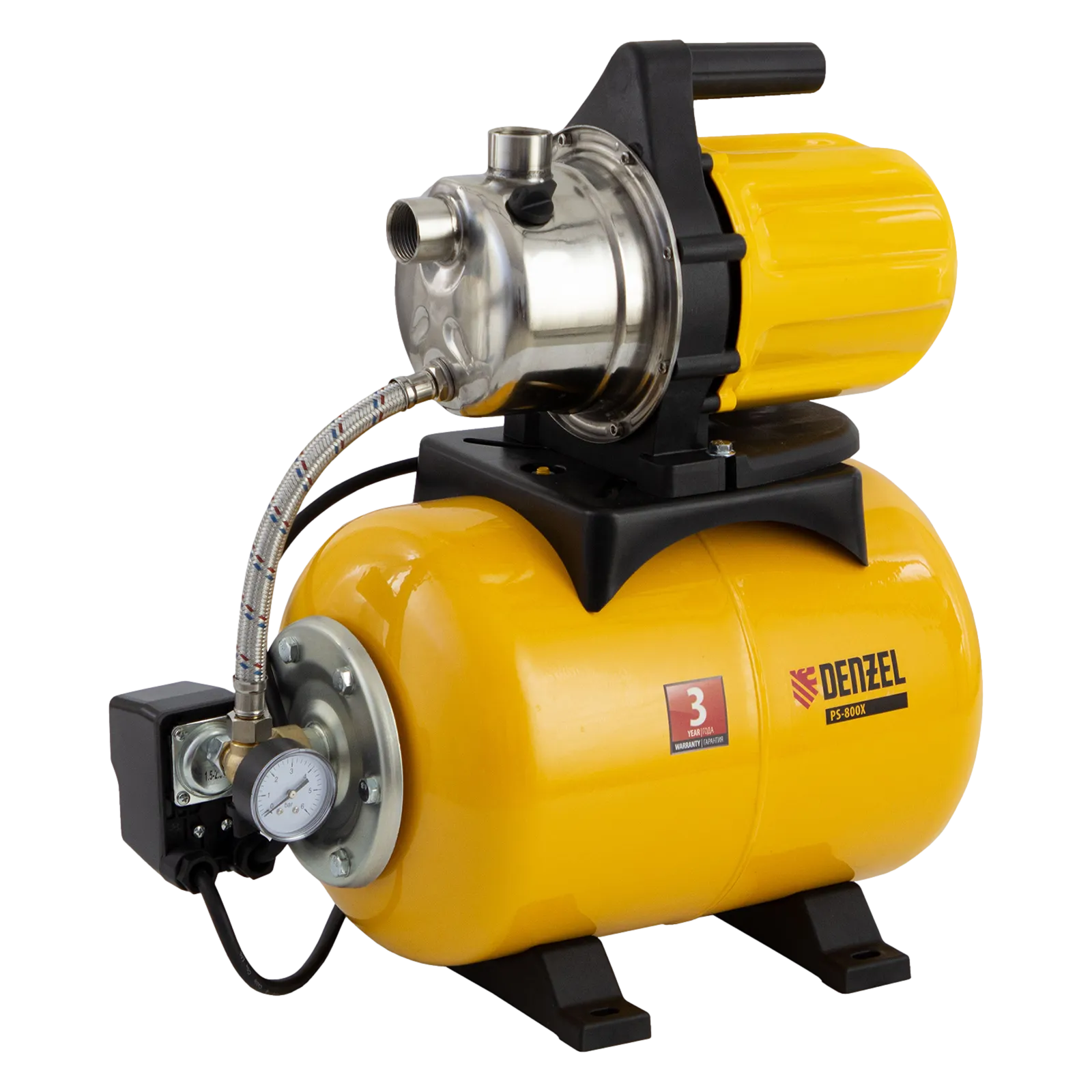 Насосная станция DENZEL PS800X, 800 Вт, 3200 л/ч, ресивер 24 л, высота подъема 38 м