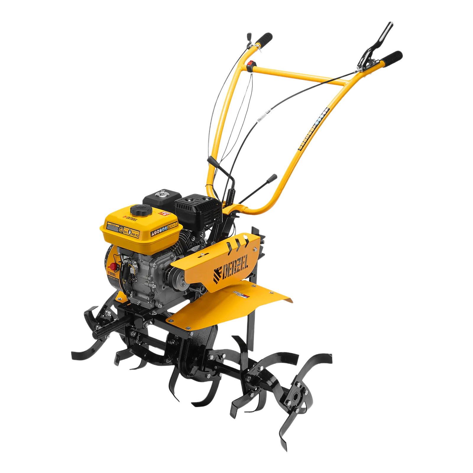 Мотоблок DENZEL DPT-370S, 7 л.с., ремен.сцеп, фрез 3х4, ШОМ, передачи 3В/1Н