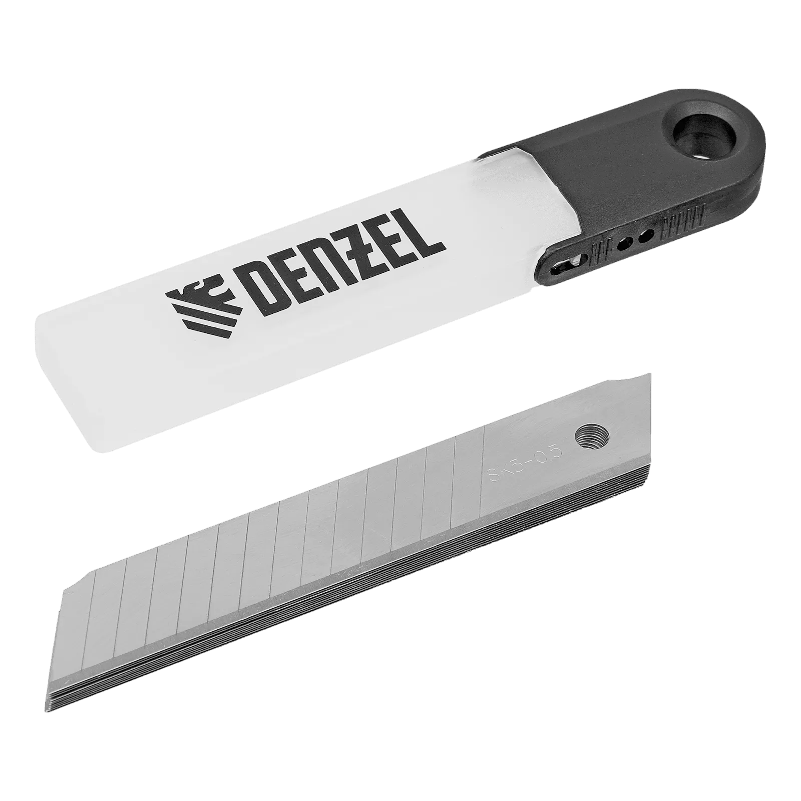 Лезвия DENZEL 18 мм, сталь SK5 - 0,5 мм, многосегментные, 10 штук