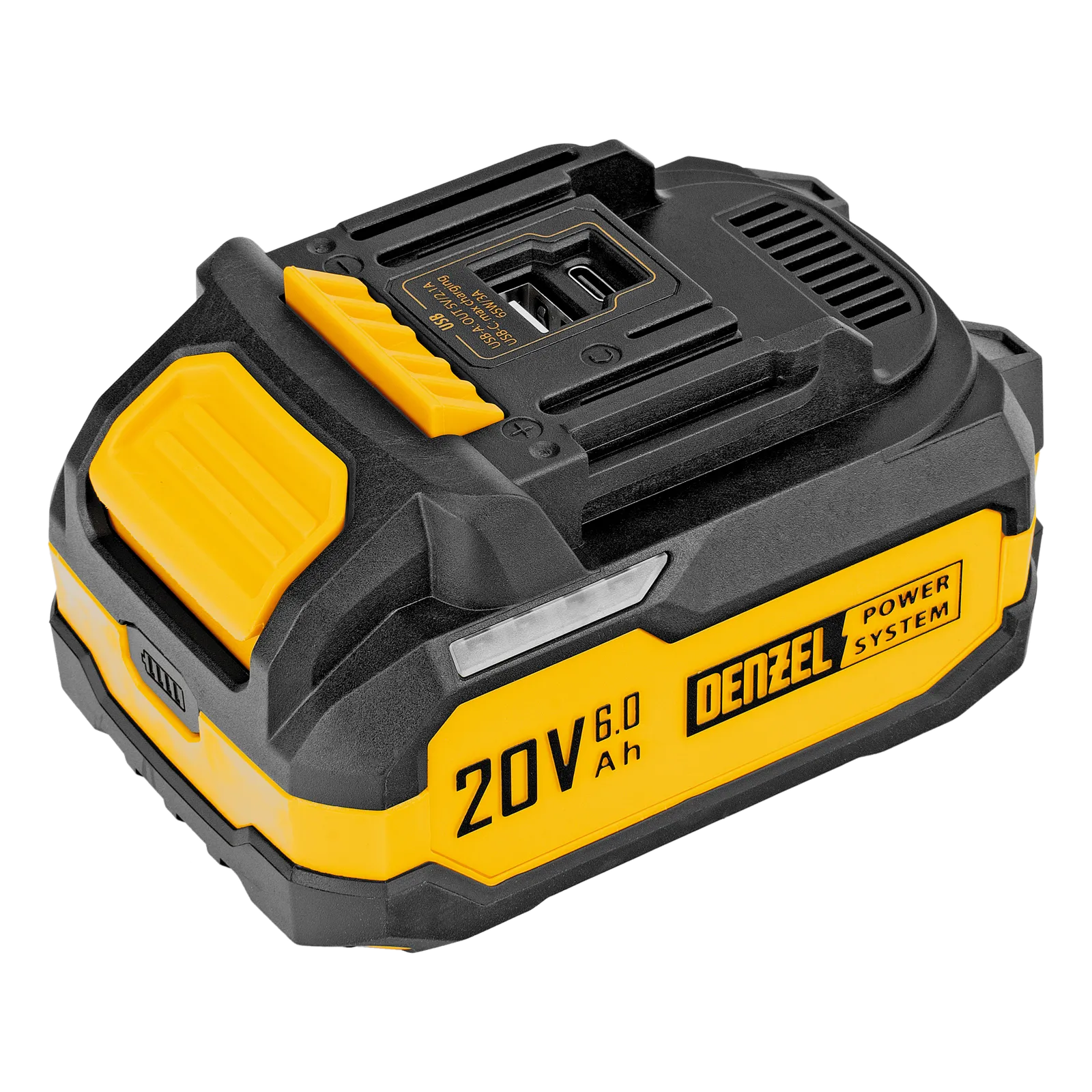 Батарея аккумуляторная DENZEL BH-20-6.0, Li-Ion, USB, 20 В, 6,0 Ач