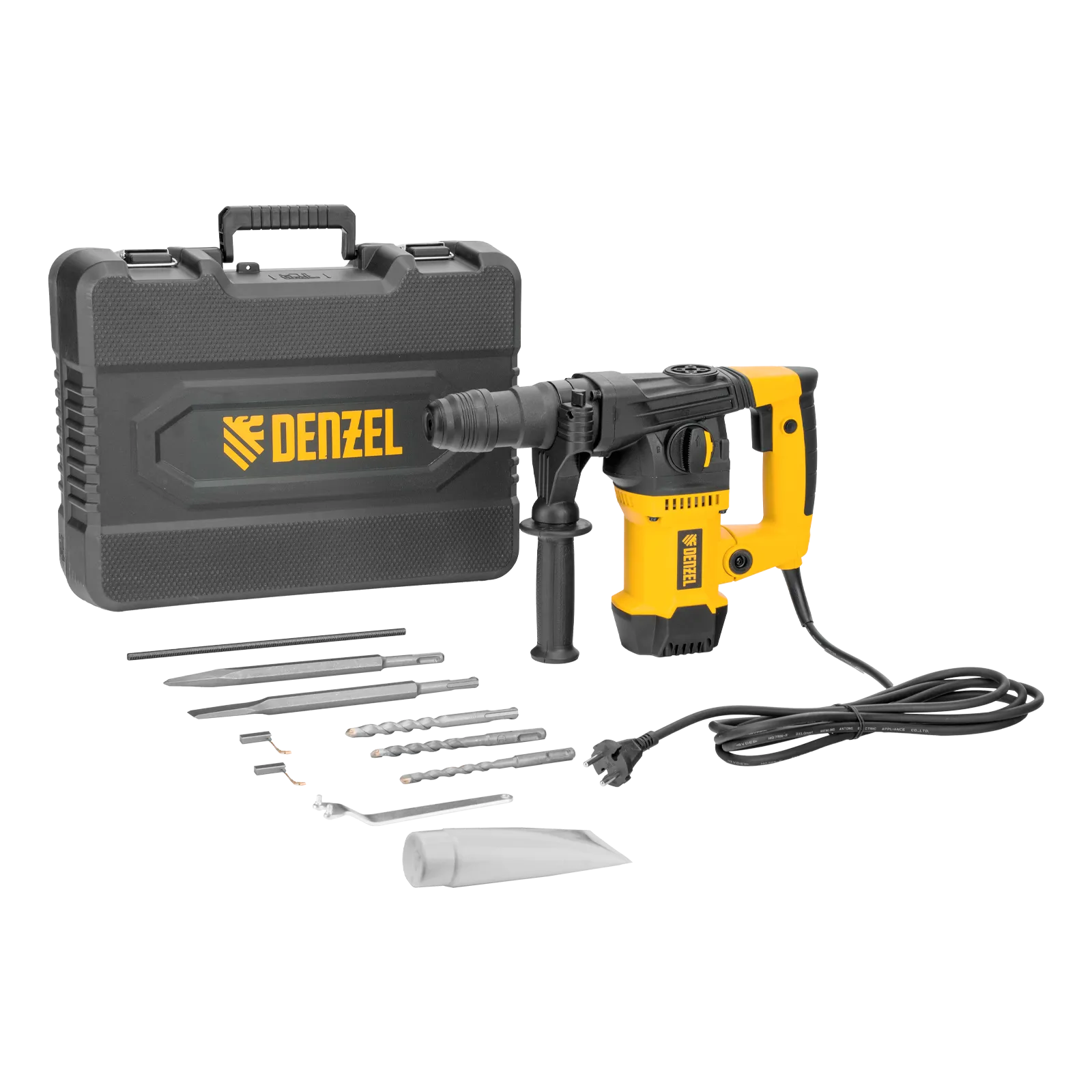 Перфоратор электрический DENZEL RHVB-1250-32, SDS-plus, 1250 Вт, 5,5 Дж, 4 реж.
