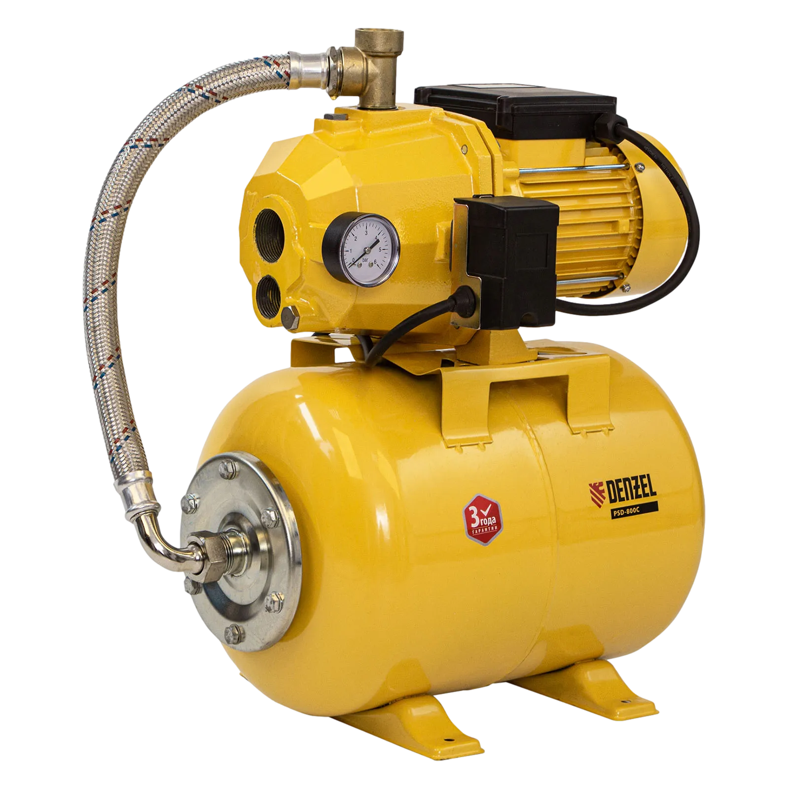 Насосная станция DENZEL PSD800C, 800 Вт, 2400 л/ч, ресивер 24 л, всасывание 20 м, эжекторная