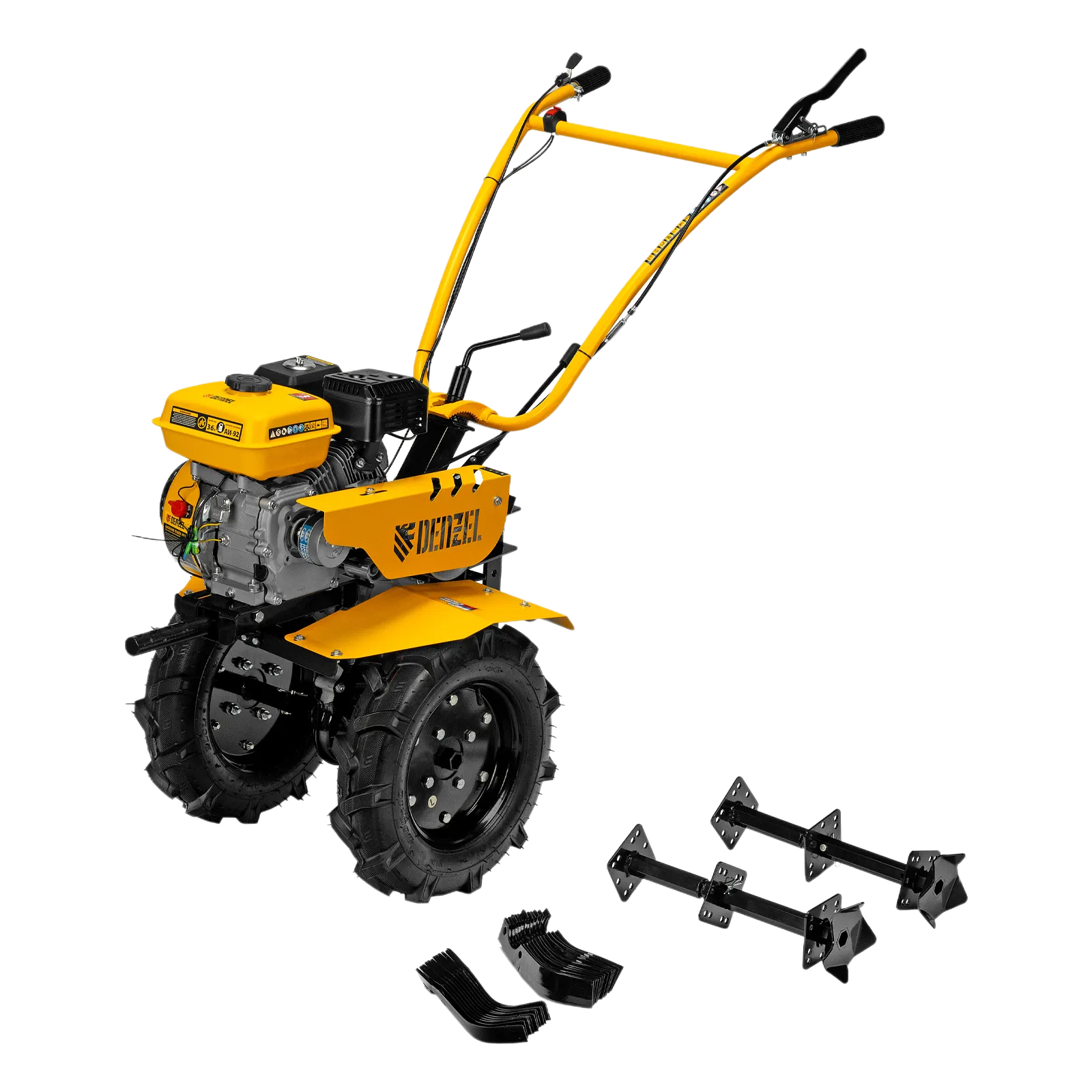 Мотоблок DENZEL DPT-170S, 7 л.с., ремен.сцеп, фрез 3х4, ШОМ, передачи 2В/1Н