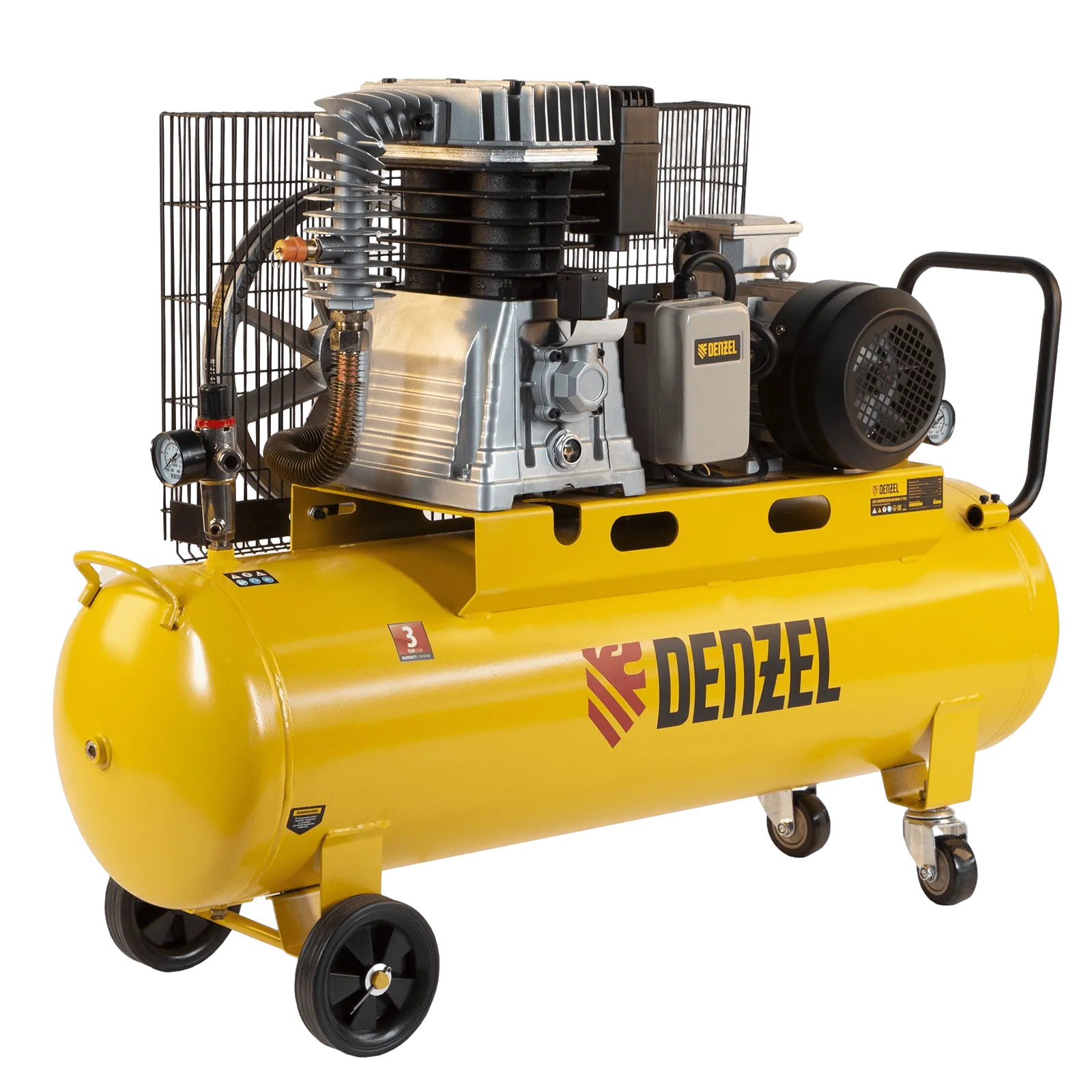 Компрессор воздушный DENZEL BCI4000-T/100, 4.0 кВт, ременный привод, 100 литров, 690 л/мин