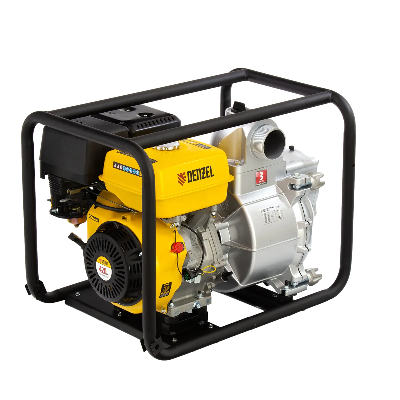 Мотопомпа бензиновая DENZEL PX-80D, 15 л.с, 3, 1500 л/мин, глубина 8 м, напор 30 м