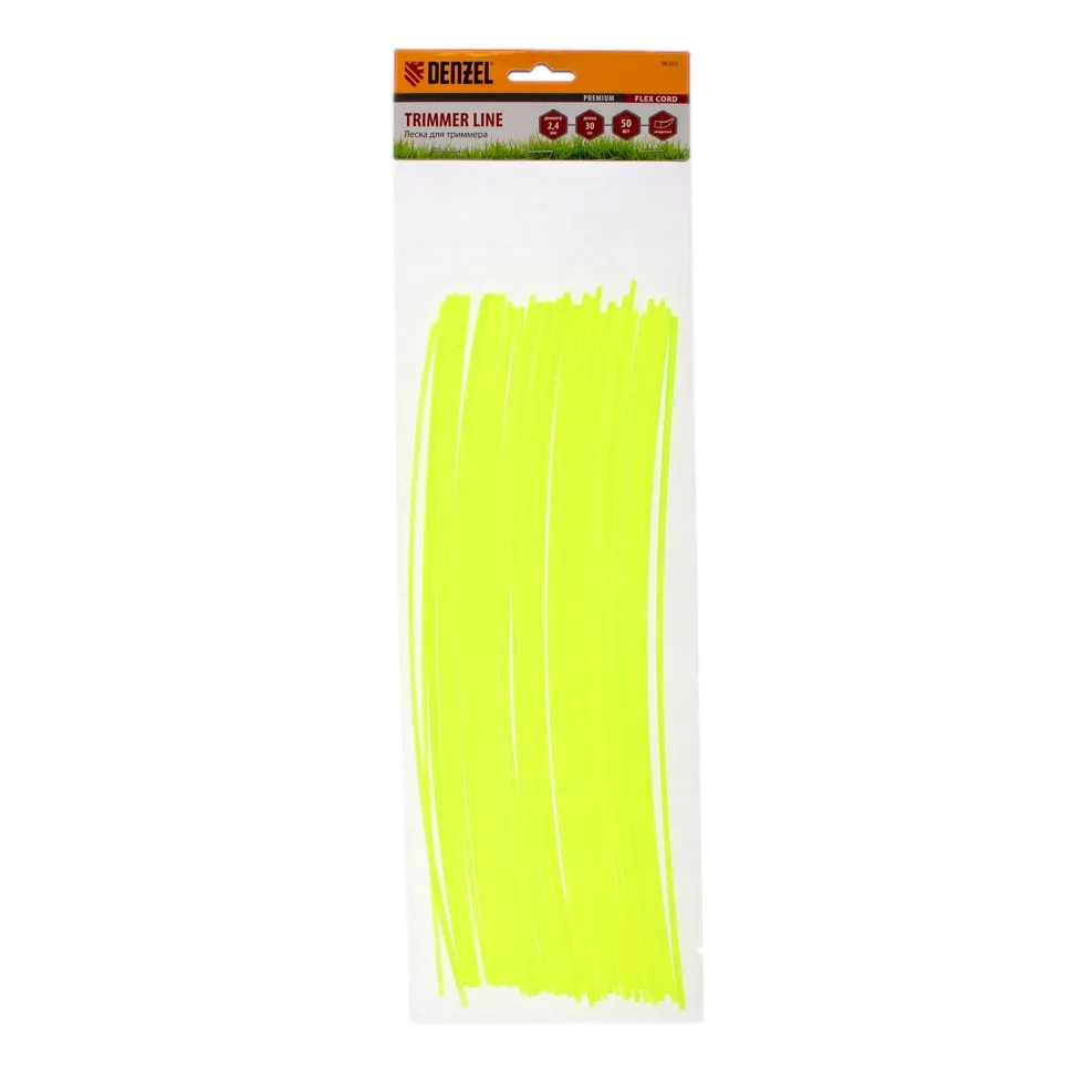 Леска для триммера DENZEL Flex Сord 96103, 2.4 мм x 30 см, квадратная, нарезанная, 50 шт.