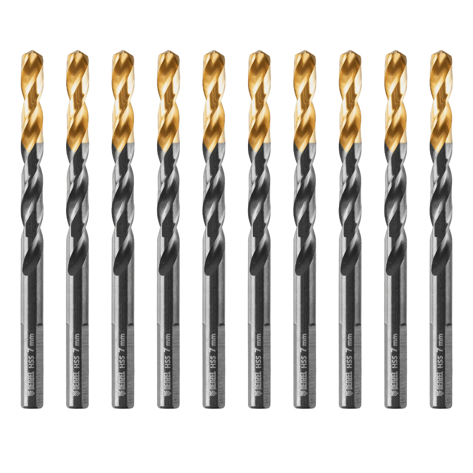 Сверло по металлу DENZEL 7 мм, HSS-Tin, Golden Tip, 10 шт.
